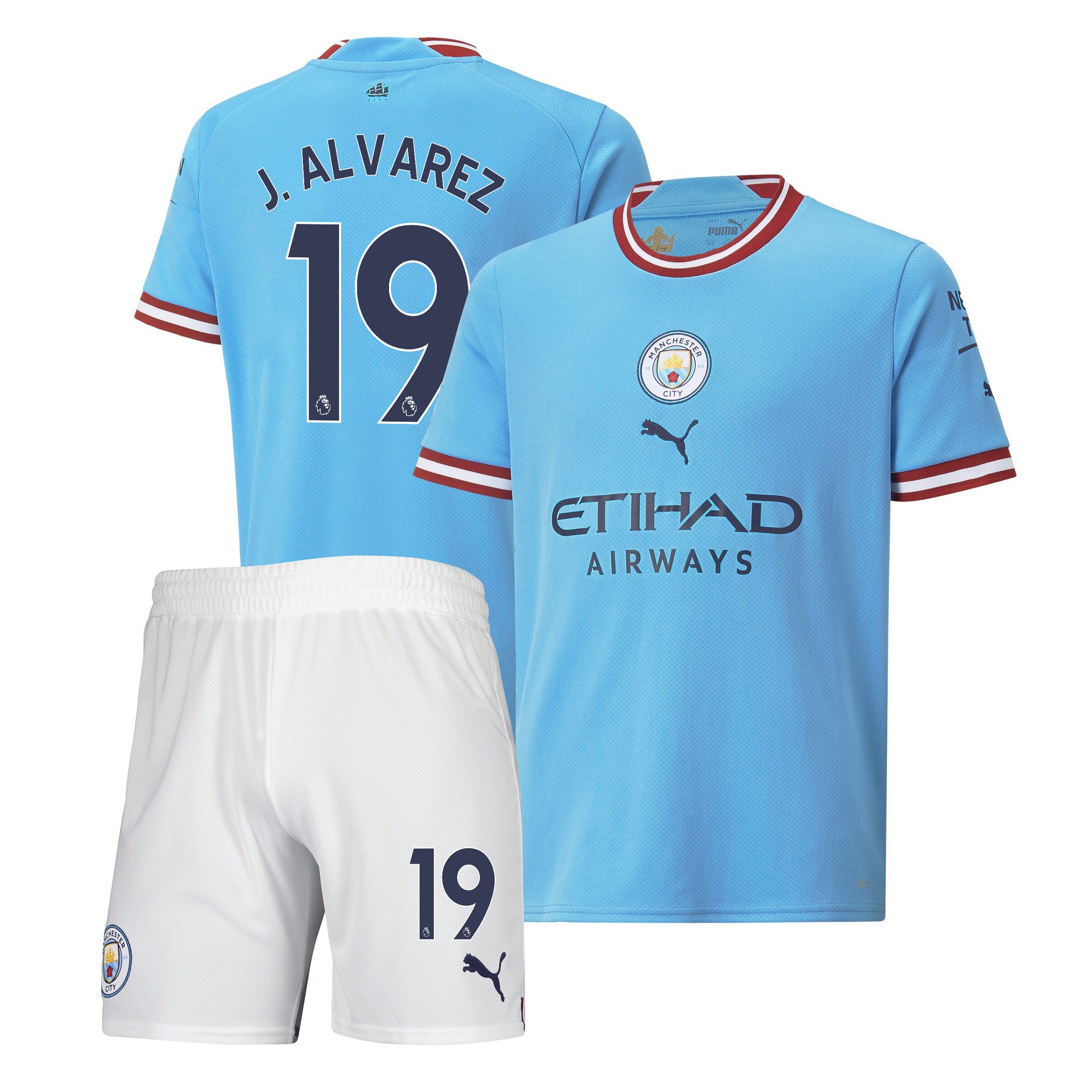 Julián Álvarez 19 Manchester City Home Kit 2022-23 Youth Jersey – Sky Blue