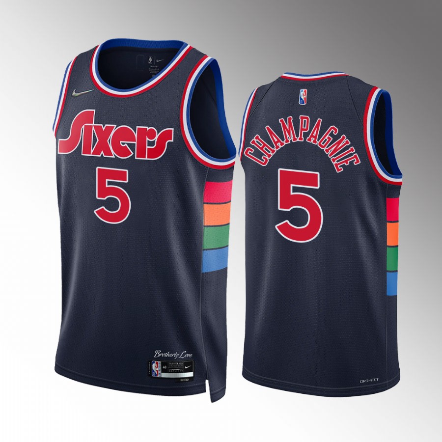 Julian Champagnie #5 Philadelphia 76ers City Edition Navy Jersey