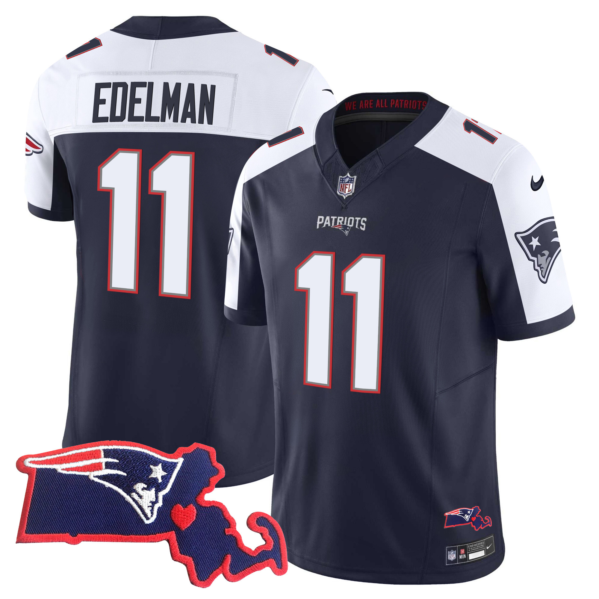 Julian Edelman Men's New England Patriots Bill Belichick "SB 36, 38, 39, 49, 51 Champions" Vapor Alternate Jersey - All Stitched 