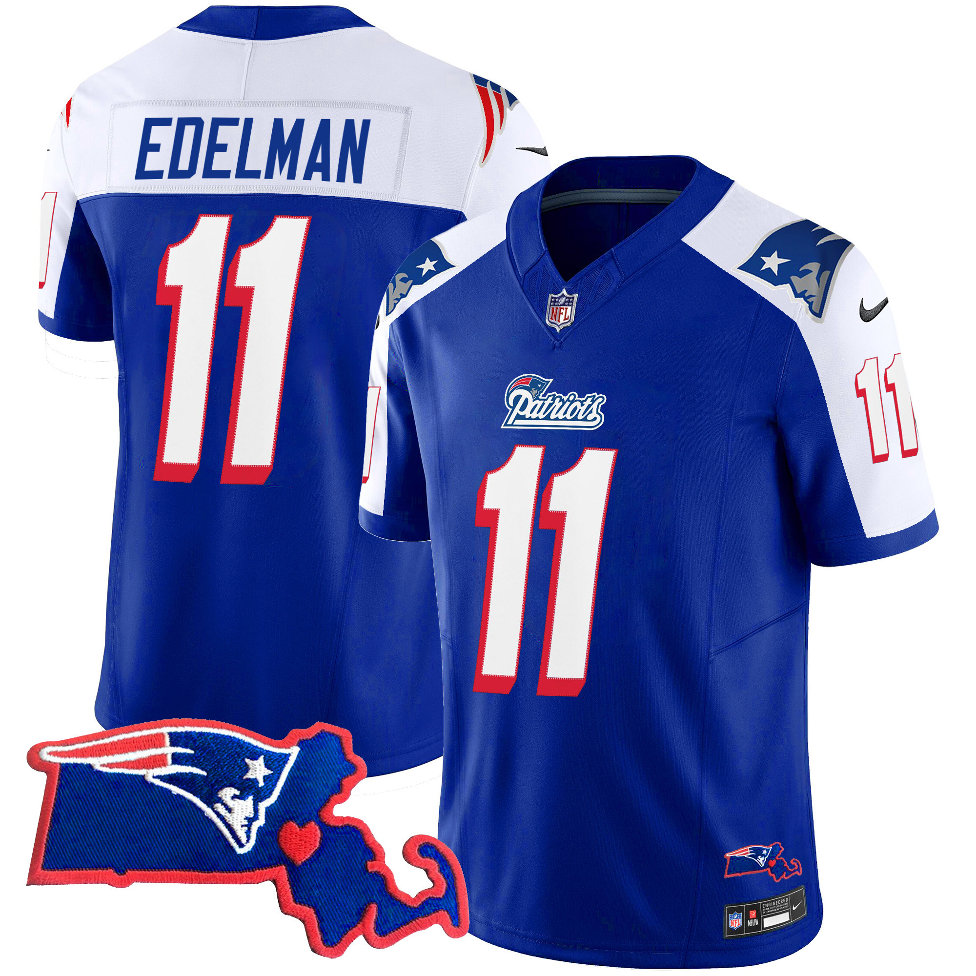 Julian Edelman Men's New England Patriots Massachusetts Patch Vapor 1996 Alternate Jersey - All Stitched 