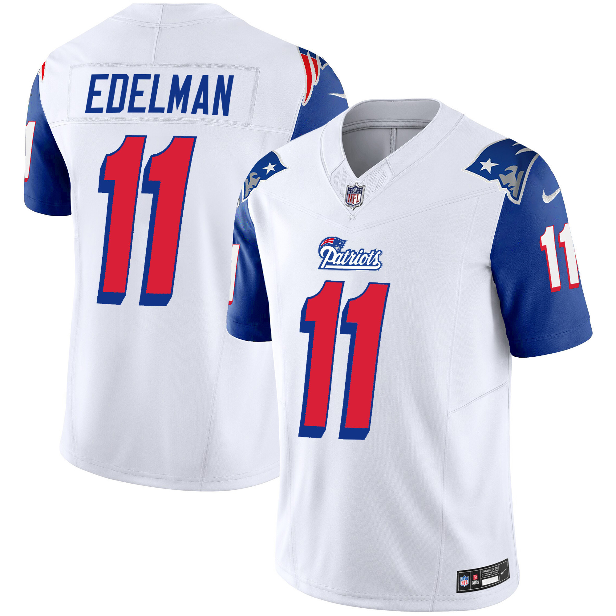 Julian Edelman Youth's New England Patriots 1996 Throwback Limited Vapor Royal Sleeves Jersey - All Stitched 