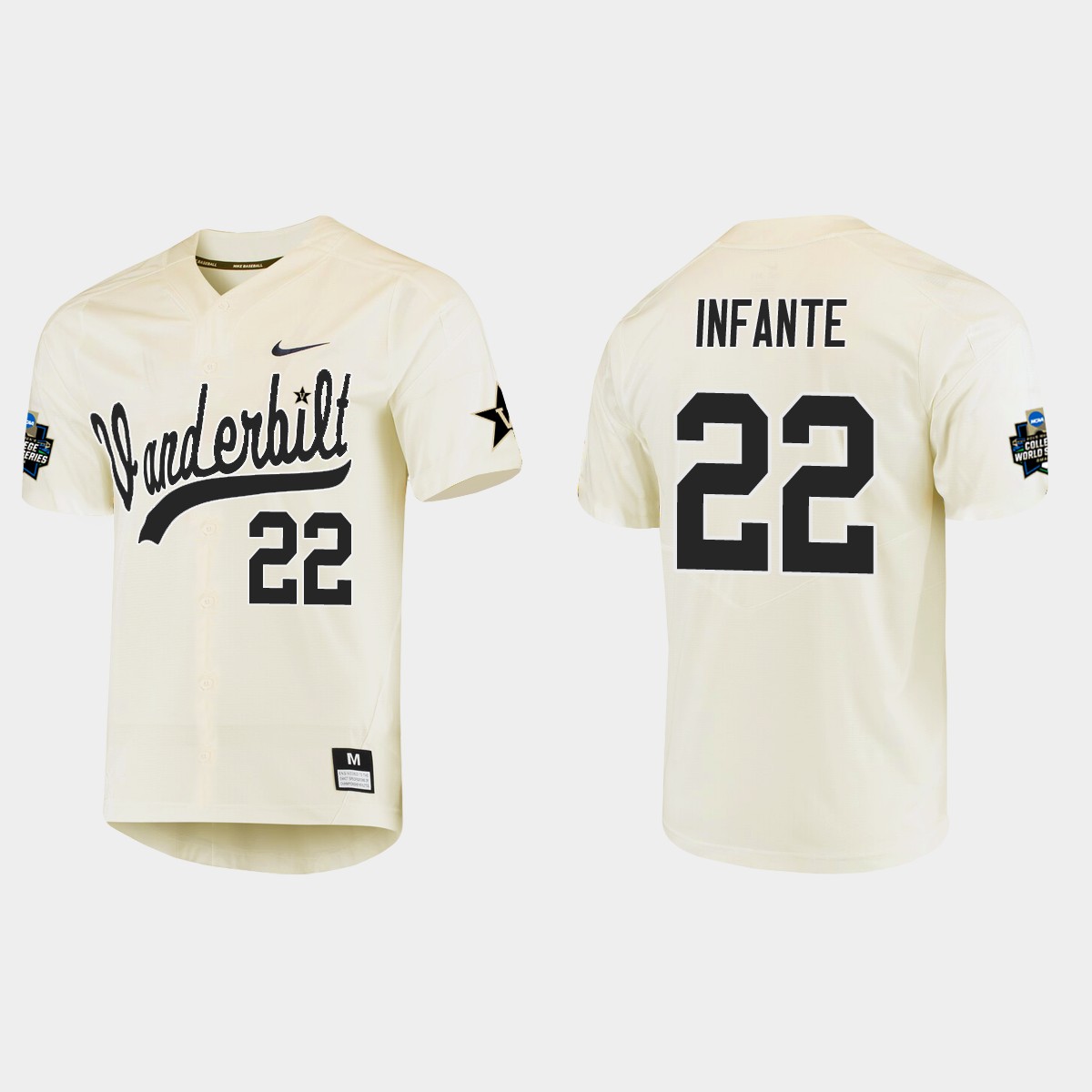 Julian Infante Vanderbilt Commodores College World Series Jersey - Cream