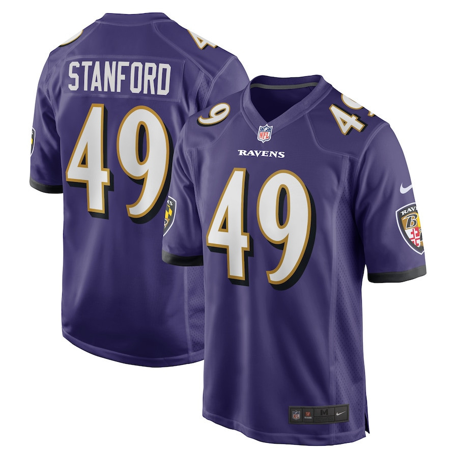 Julian Stanford 49 Baltimore Ravens Home Game Player Stitched Jersey – Purple
