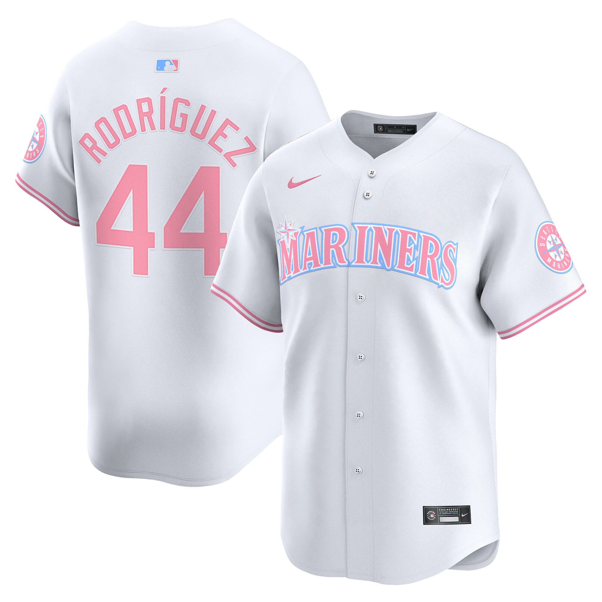 Julio RodrÌguezUnisex Seattle Mariners Bubblegum Pink Vapor Premier Limited White Jersey - All Stitched