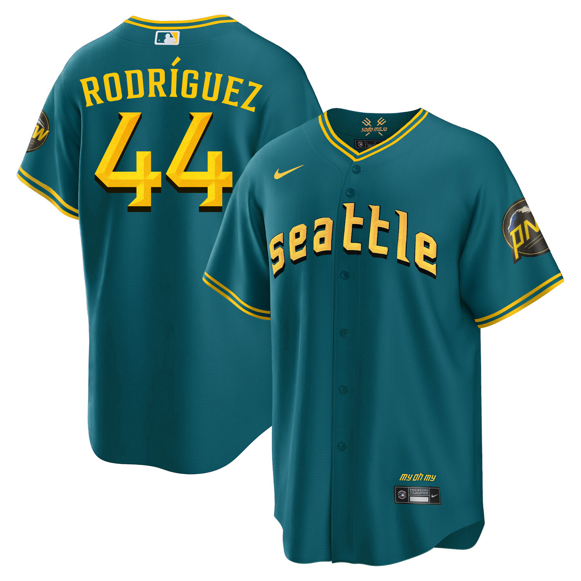 Julio Rodriguez Men's Seattle Mariners 2023 City Connect Fan Made Collection Cool Aqua Jersey - All Stitched