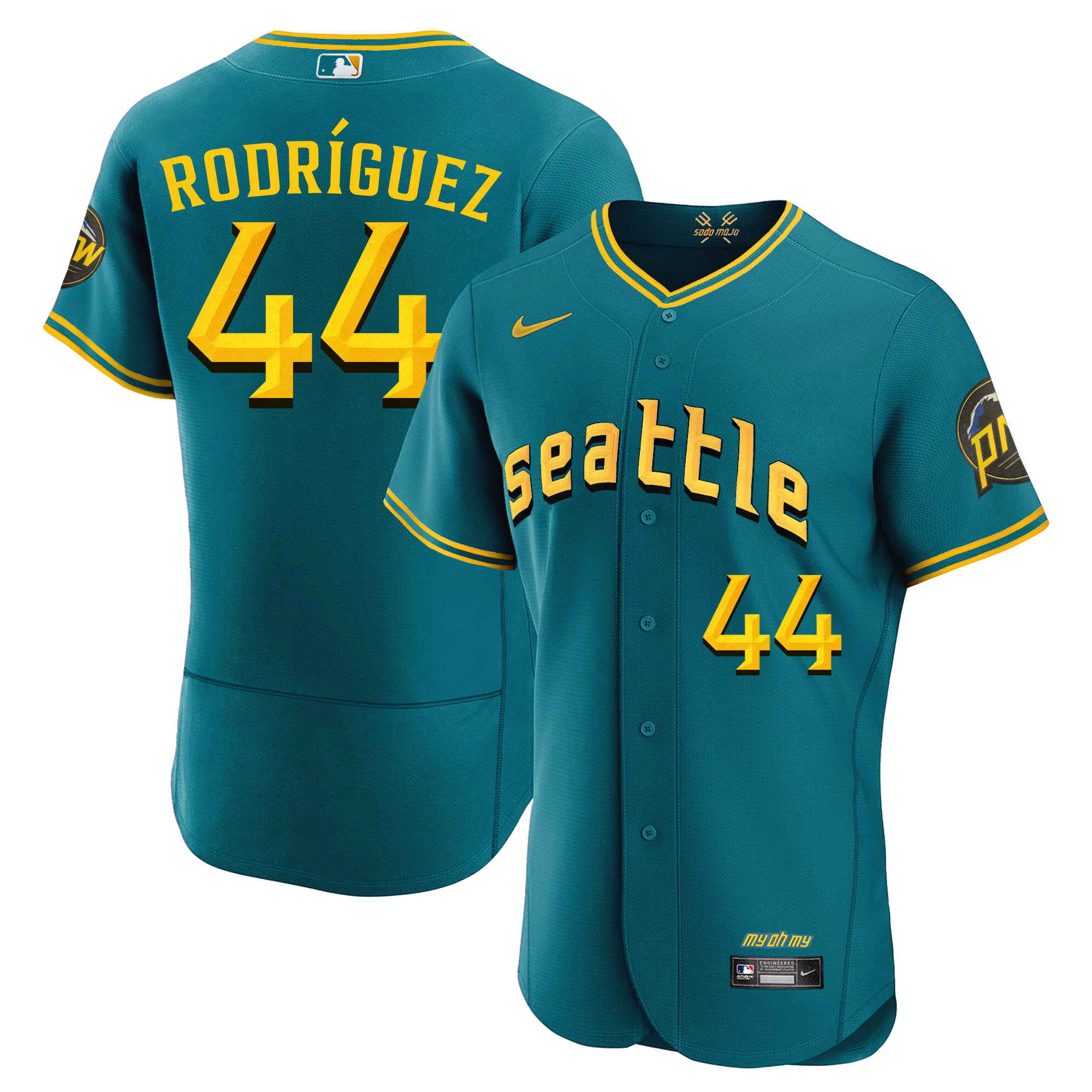 Julio Rodriguez Men's Seattle Mariners 2023 City Connect Fan Made Collection Flex Aqua Jersey - All Stitched