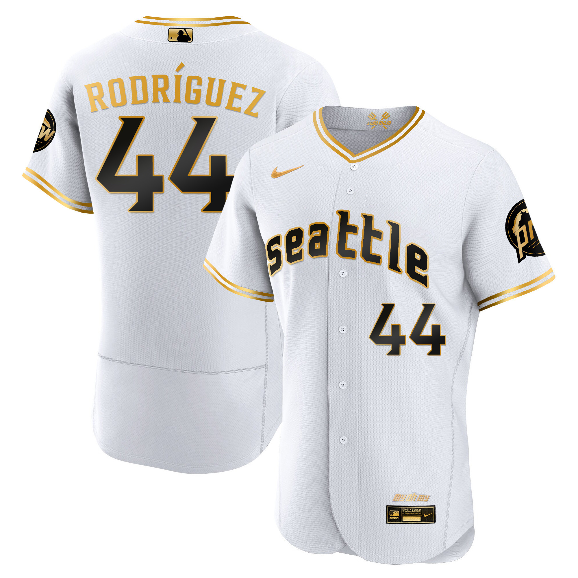 Julio Rodriguez Men's Seattle Mariners 2023 City Connect Gold Fan Made Flex White Gold Jersey - All Stitched