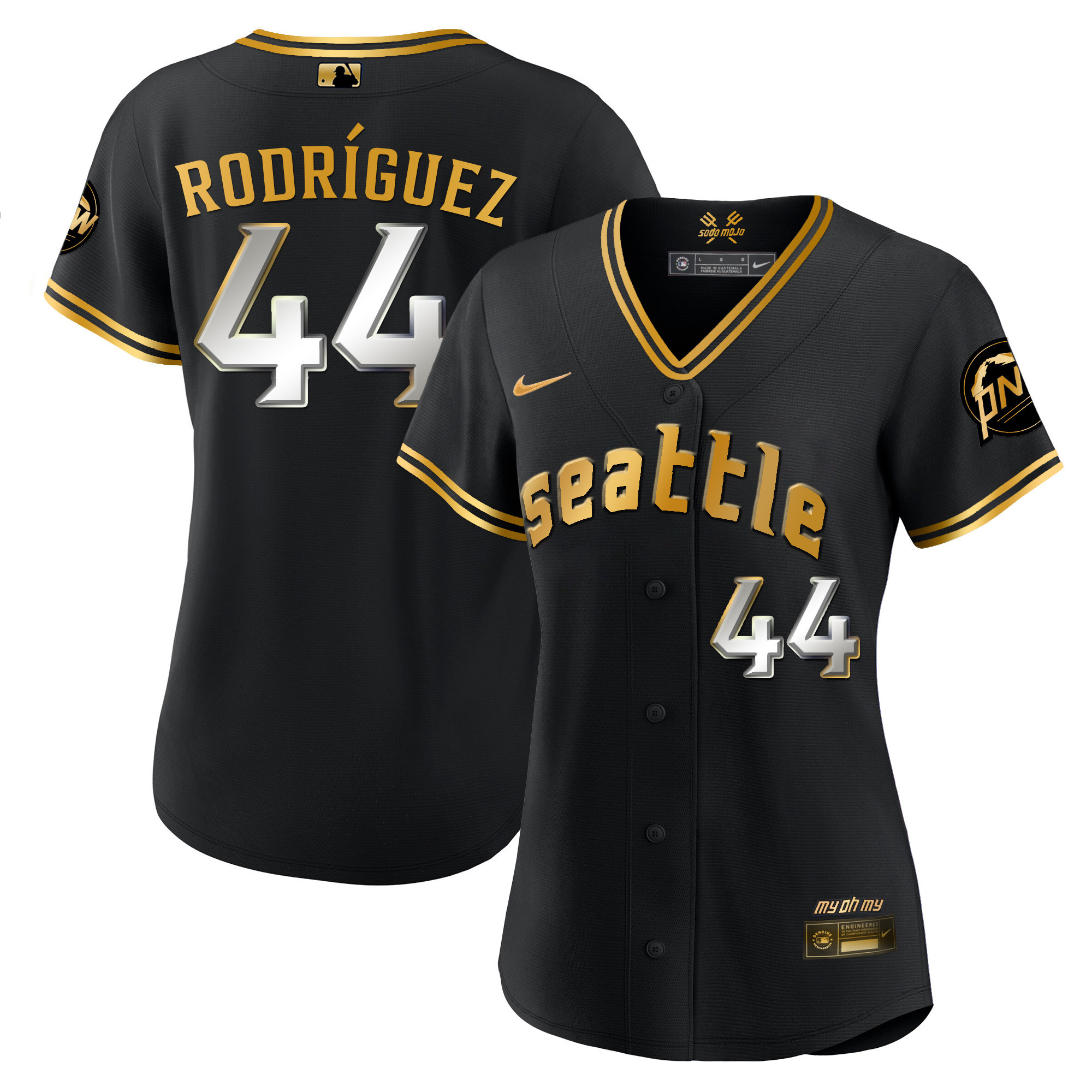 Julio Rodriguez Women's Seattle Mariners 2023 City Connect Gold Fan Made Black Gold Jersey - All Stitched