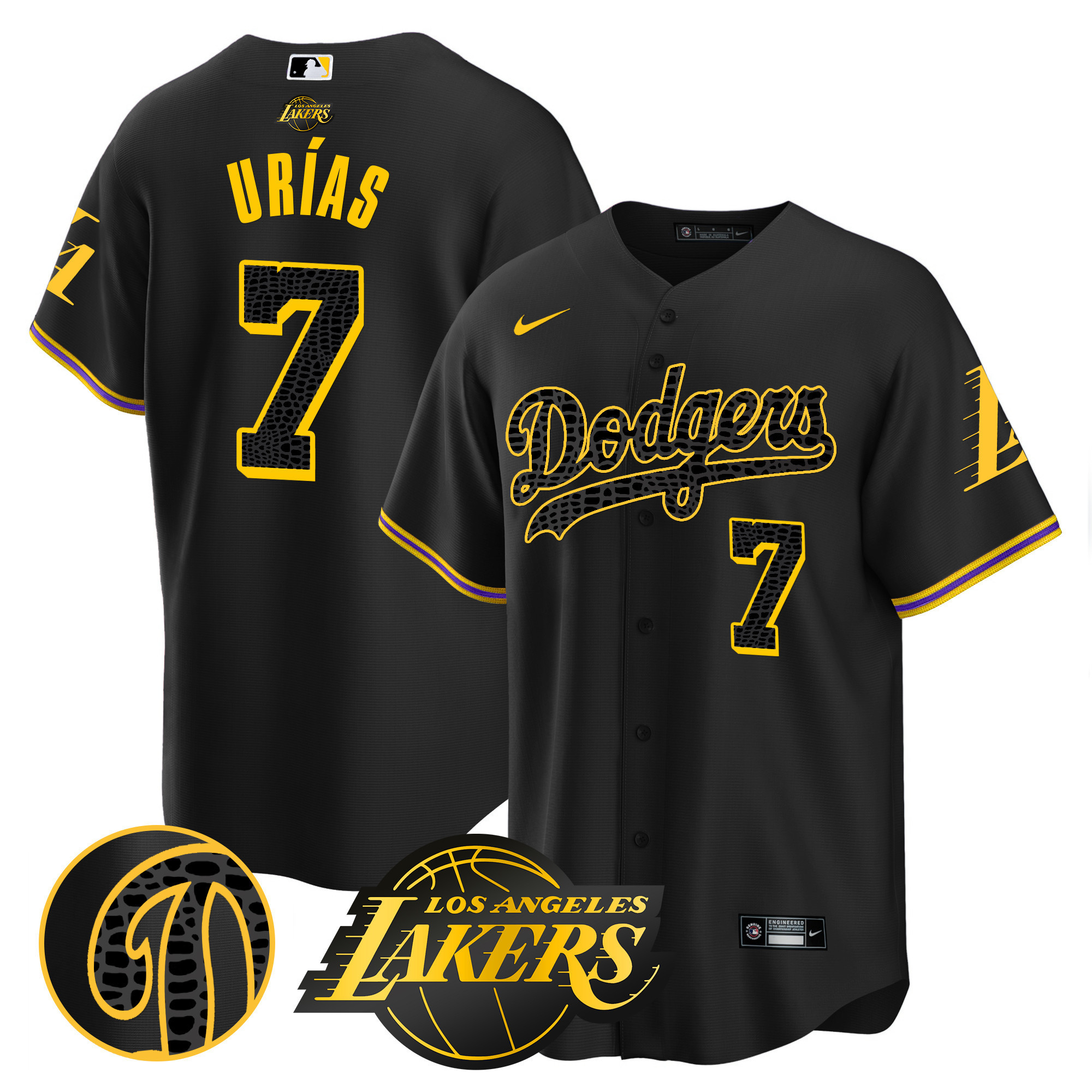 Julio Urías Men's Los Angeles Dodgers Cool Base Mamba Black Jersey - All Stitched
