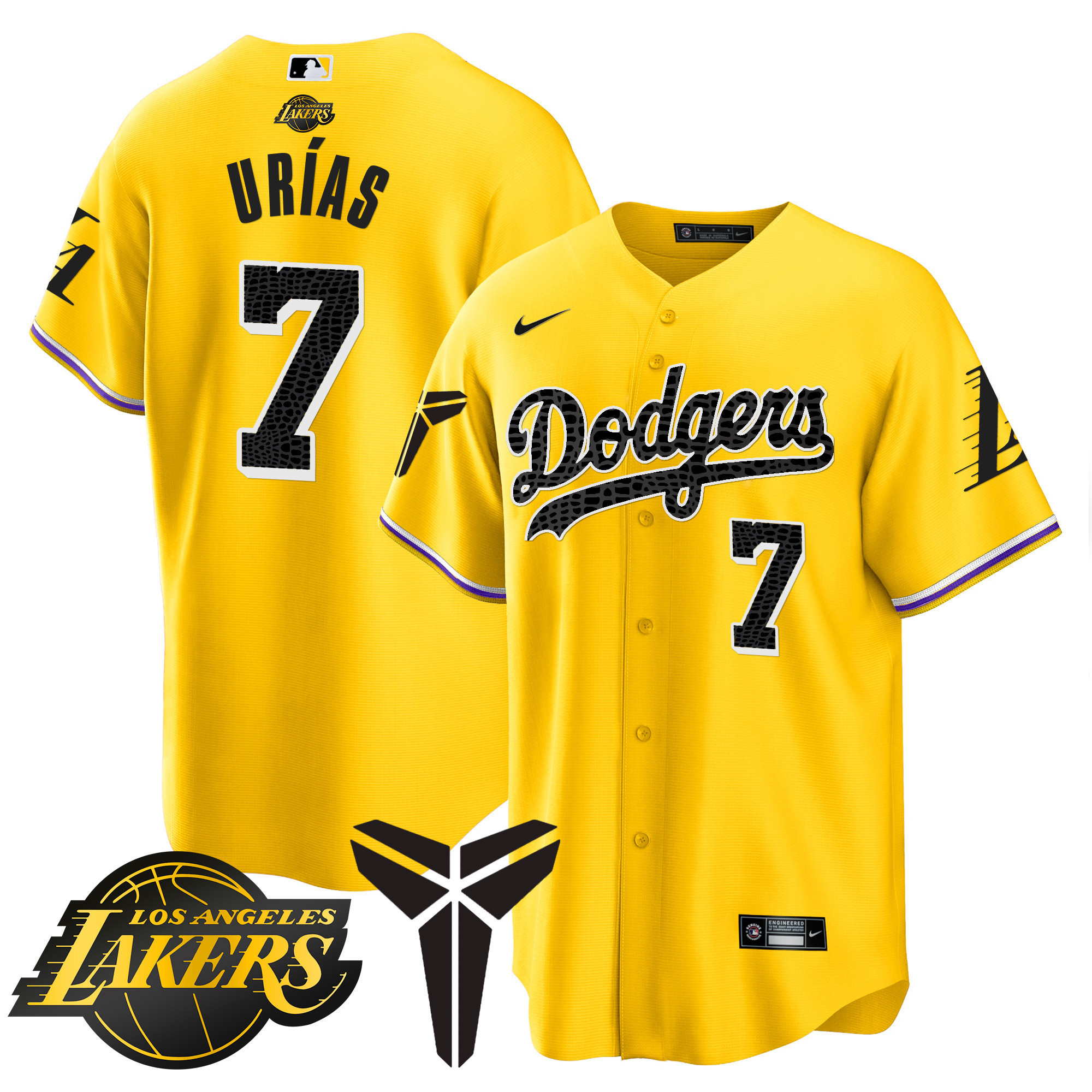 Julio Urías Men's Los Angeles Dodgers Cool Base Mamba V2 Gold Jersey - All Stitched
