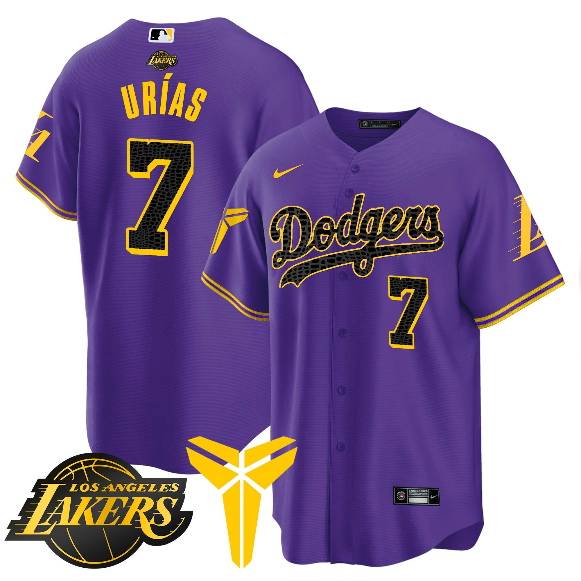 Julio Urías Men's Los Angeles Dodgers Cool Base Mamba V2 Purple Jersey - All Stitched
