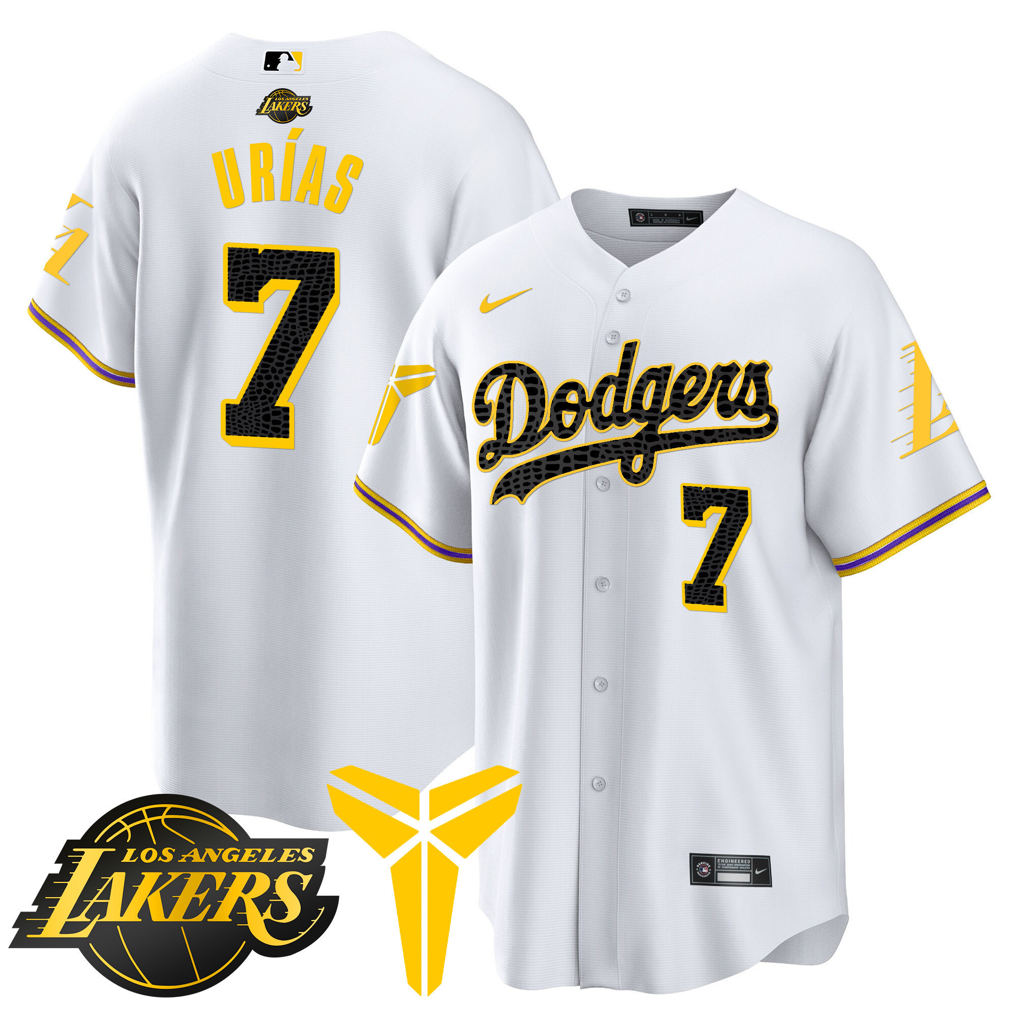Julio Urías Men's Los Angeles Dodgers Cool Base Mamba V2 White Jersey - All Stitched