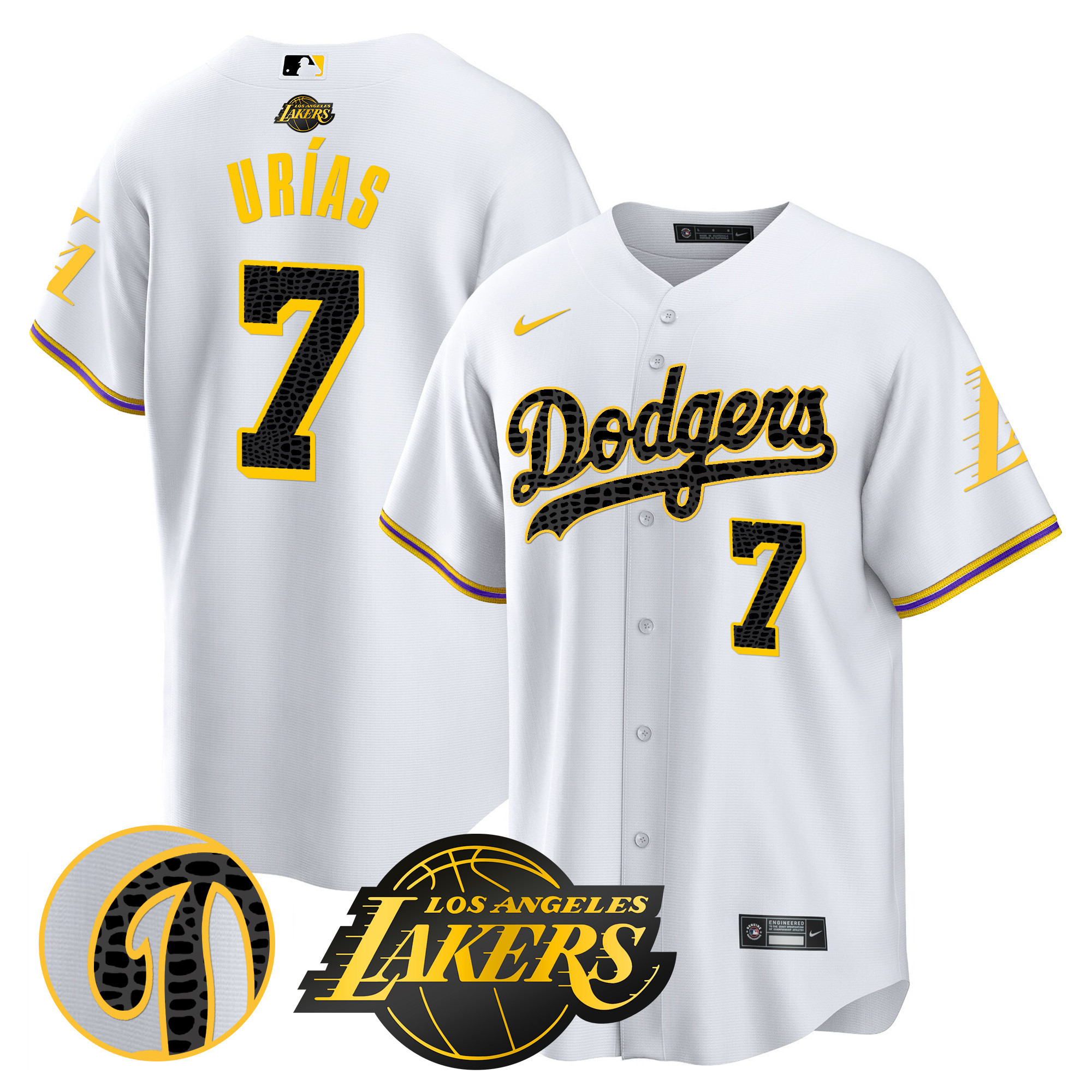 Julio Urías Men's Los Angeles Dodgers Cool Base Mamba White Jersey - All Stitched