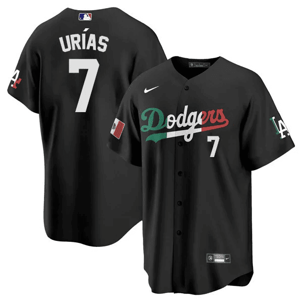Julio Urías Men's Los Angeles Dodgers Mexican Heritage Black Mexico Flag  Jersey - All Stitched