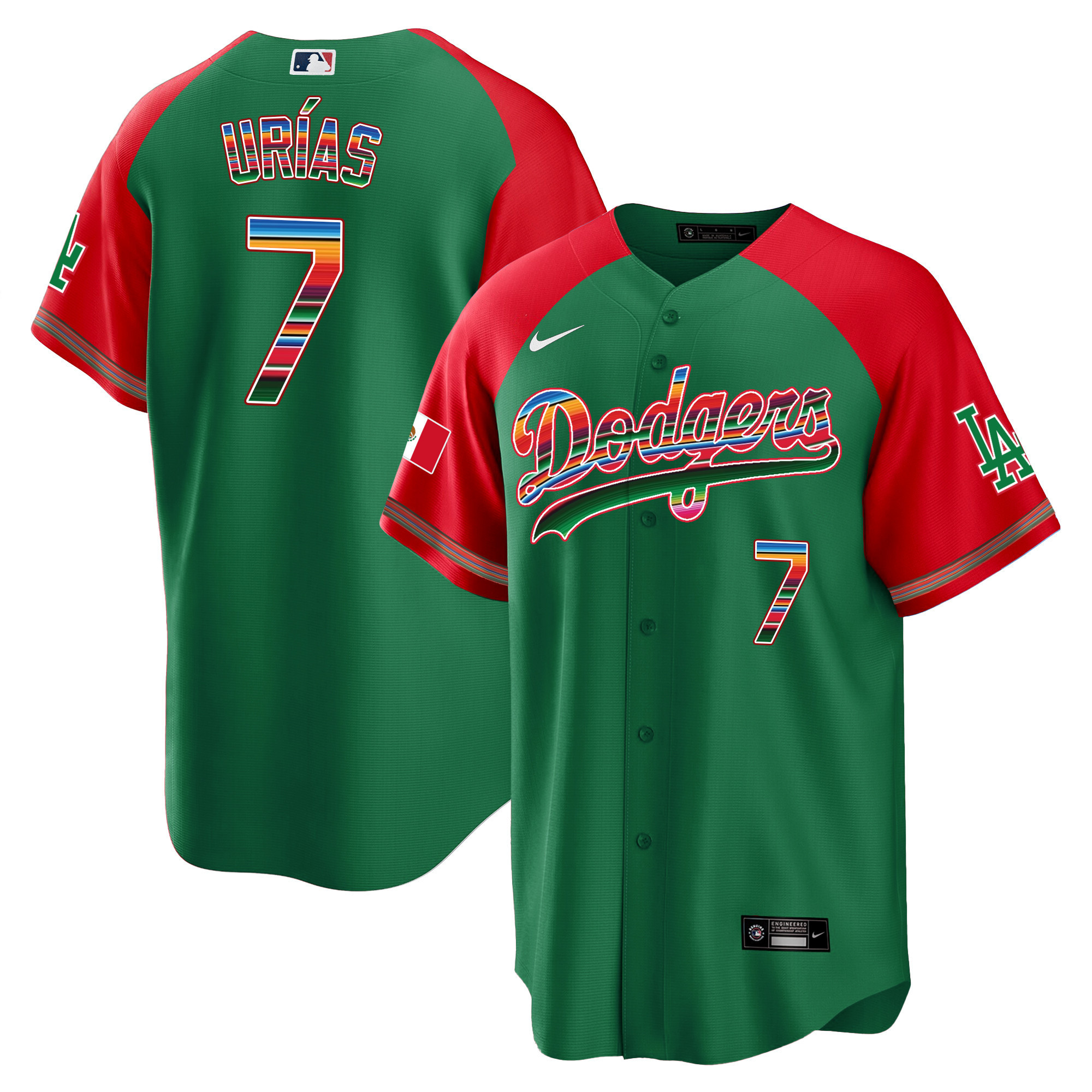 Julio Urías Men's Los Angeles Dodgers Mexico Alternate Cool Base Green Jersey - All Stitched