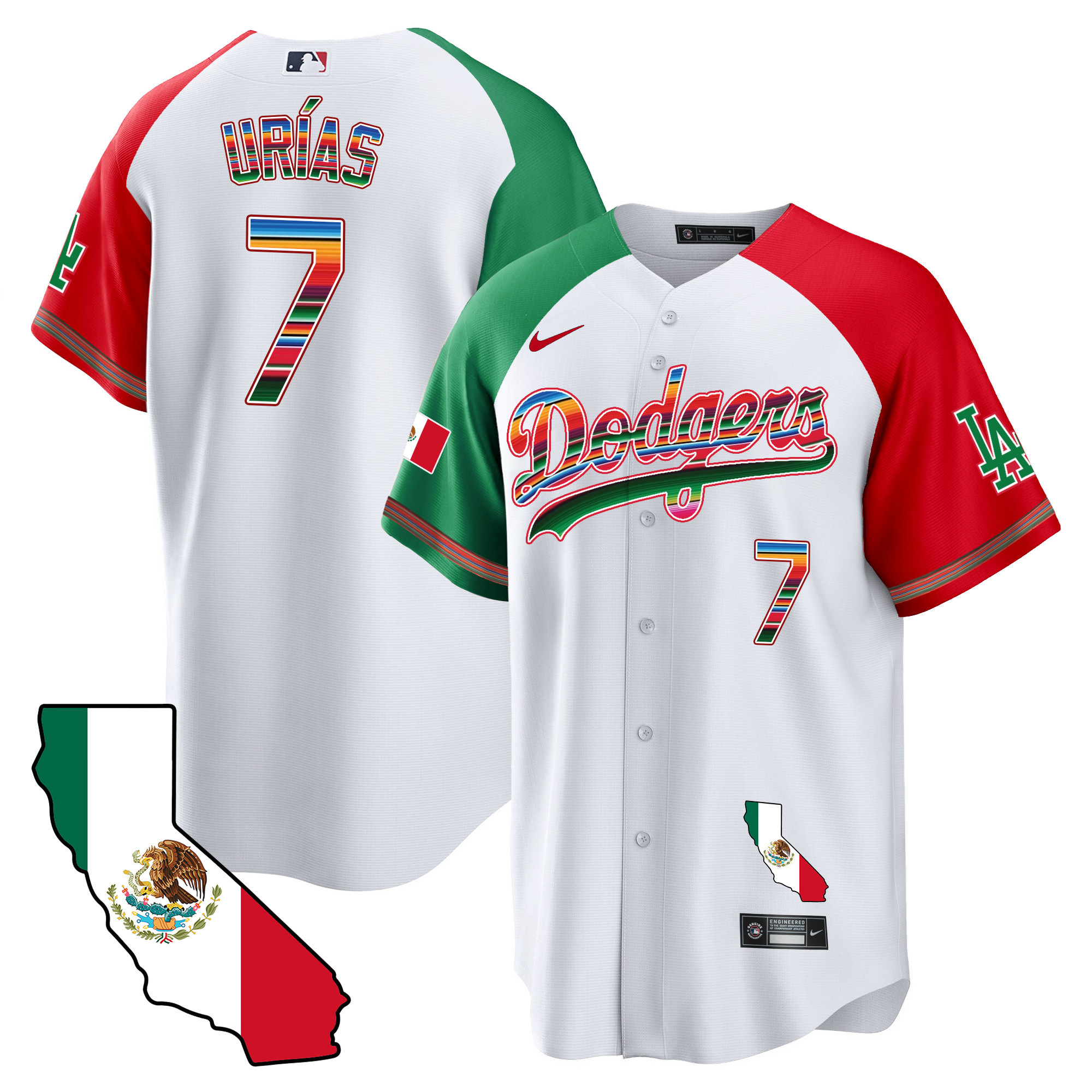 Julio Urías Men's Los Angeles Dodgers Mexico California Map Cool Base Alternate Jersey - All Stitched