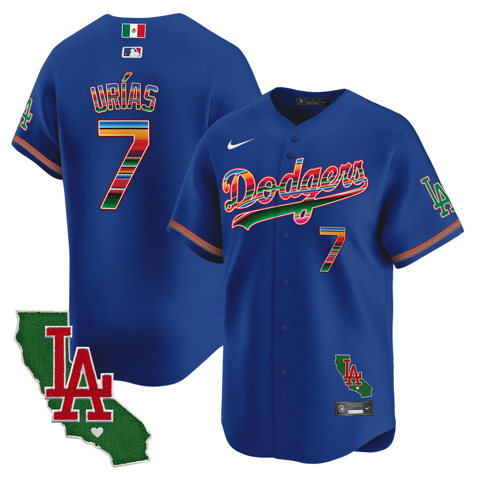 Julio Urías Men's Los Angeles Dodgers Mexico California Patch Vapor Premier Limited V2 Royal Jersey - All Stitched