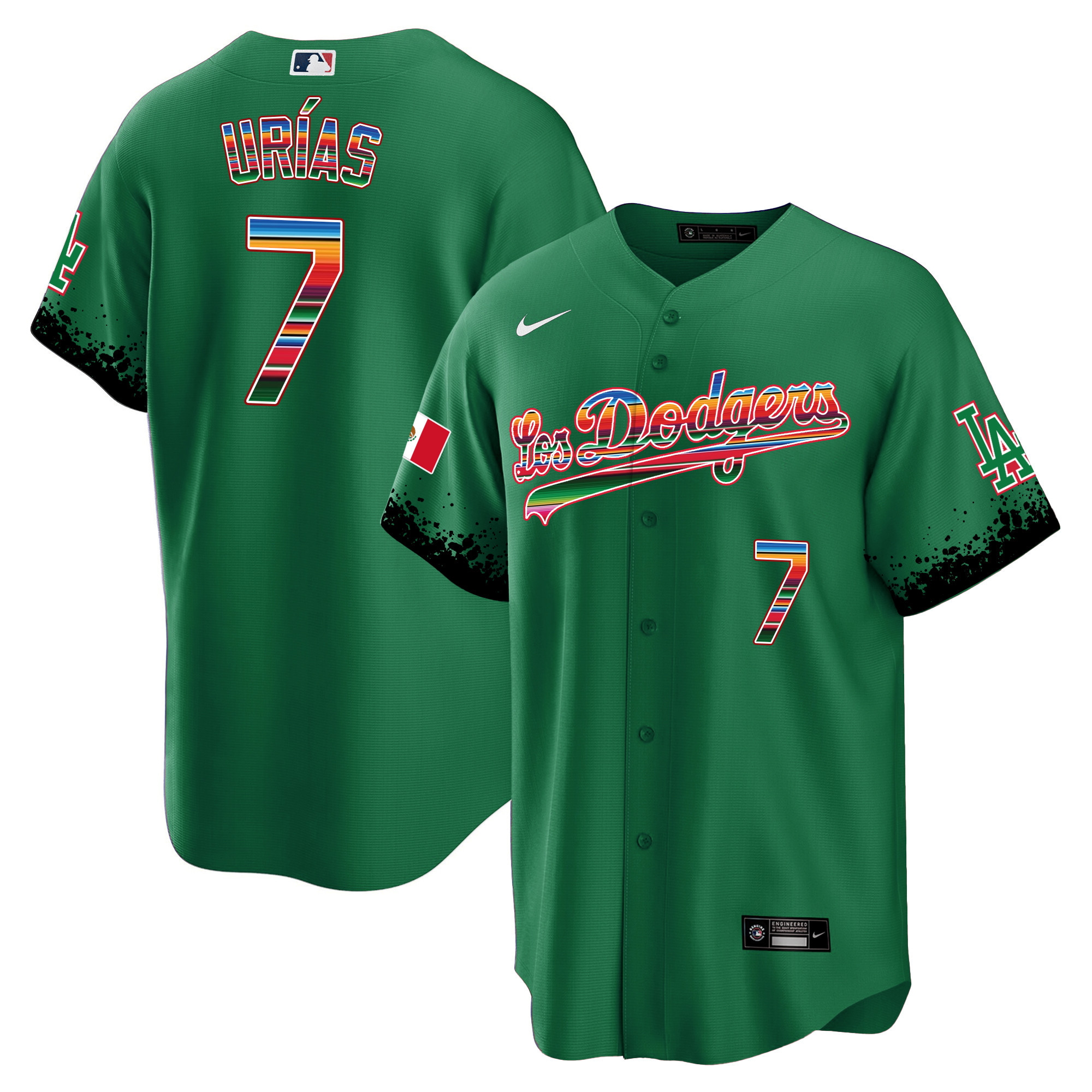 Julio Urías Men's Los Angeles Dodgers Mexico Cool Base City Connect Limited Green Jersey - All Stitched