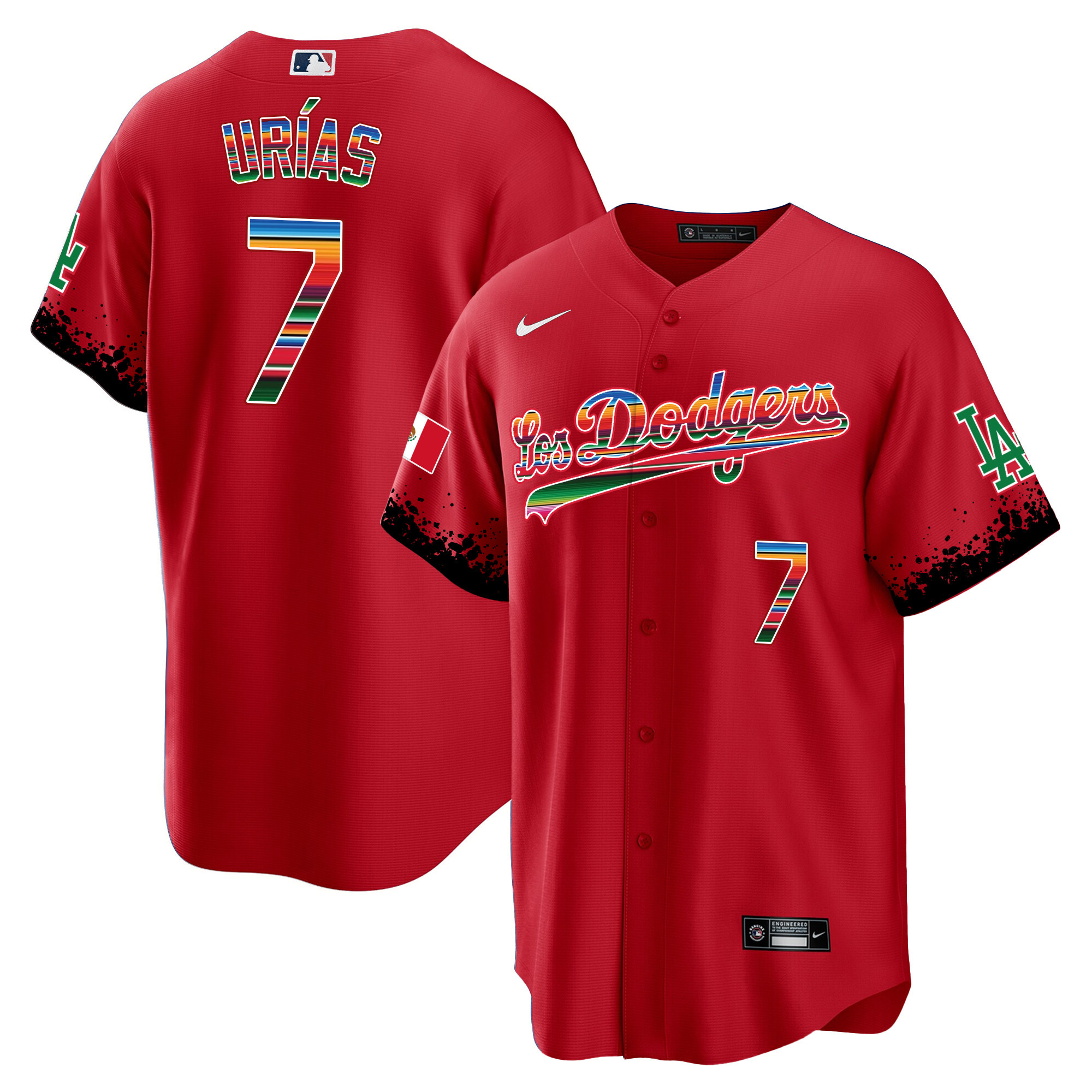Julio Urías Men's Los Angeles Dodgers Mexico Cool Base City Connect Limited Red Jersey - All Stitched