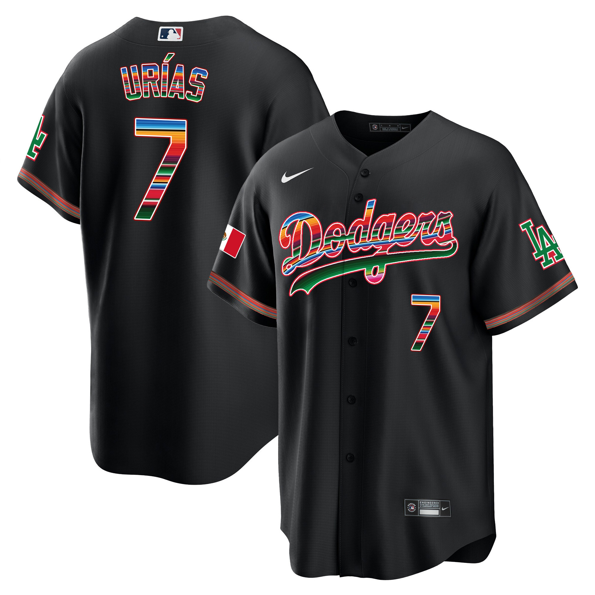 Julio Urías Men's Los Angeles Dodgers Mexico Cool Base Limited Black Jersey - All Stitched