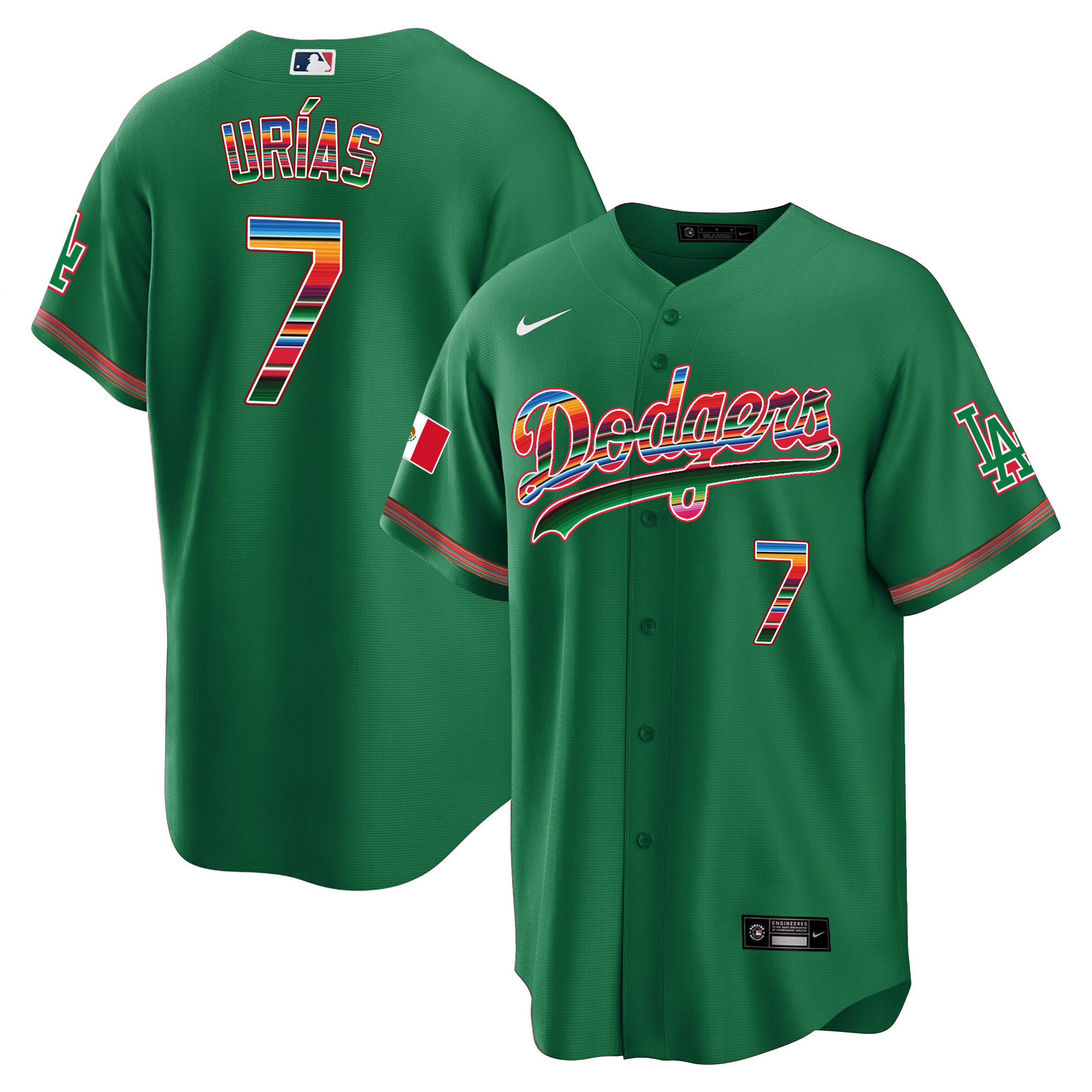Julio Urías Men's Los Angeles Dodgers Mexico Cool Base Limited Green Jersey - All Stitched