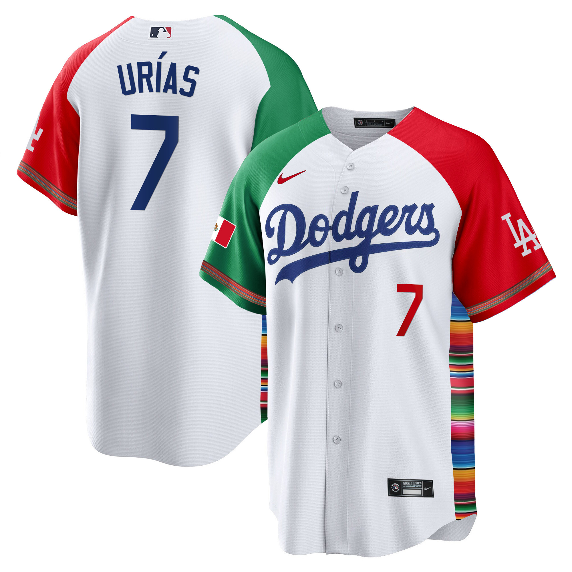 Julio Urías Men's Los Angeles Dodgers Mexico Cool Base Limited V2 Alternate Jersey - All Stitched