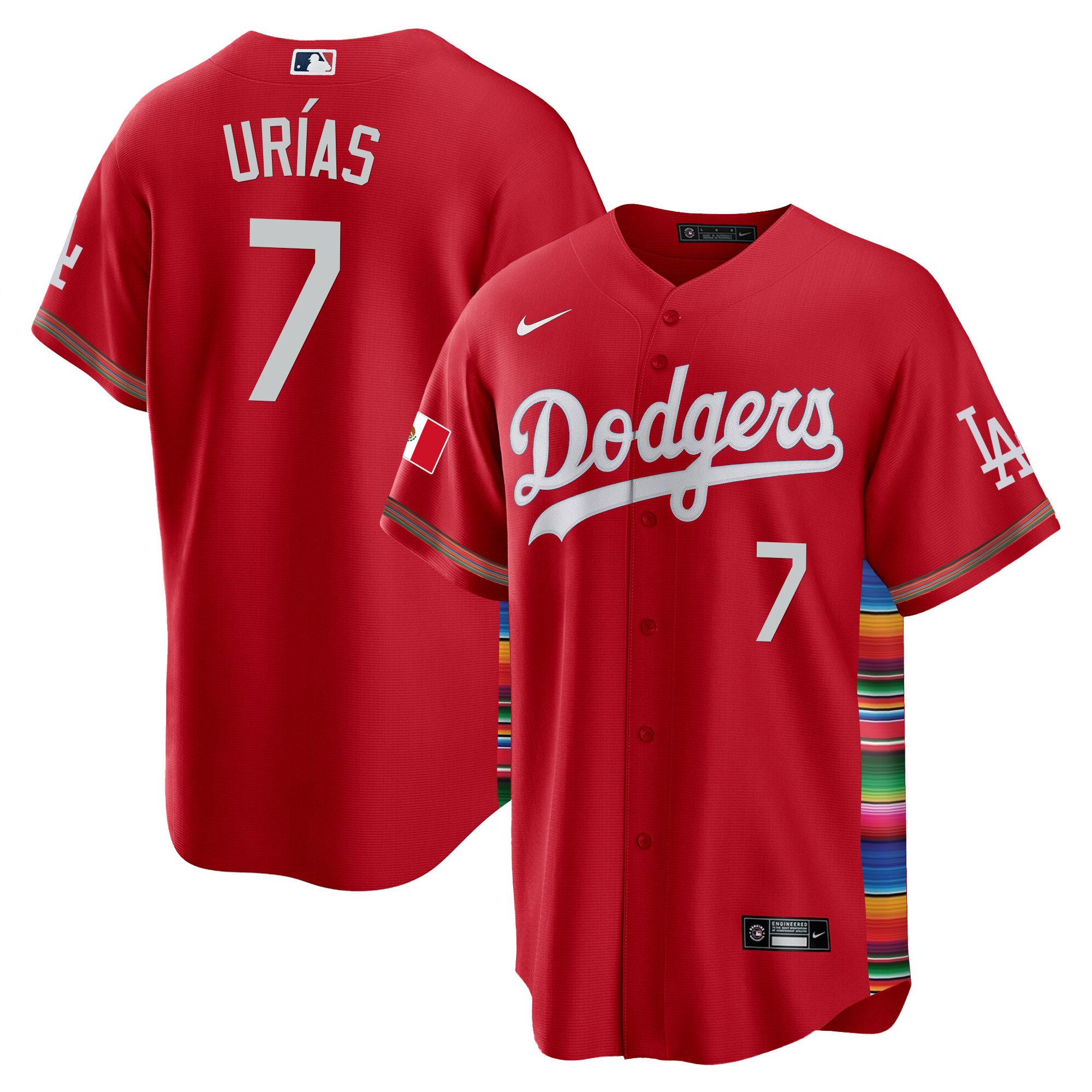 Julio Urías Men's Los Angeles Dodgers Mexico Cool Base Limited V2 Red Jersey - All Stitched