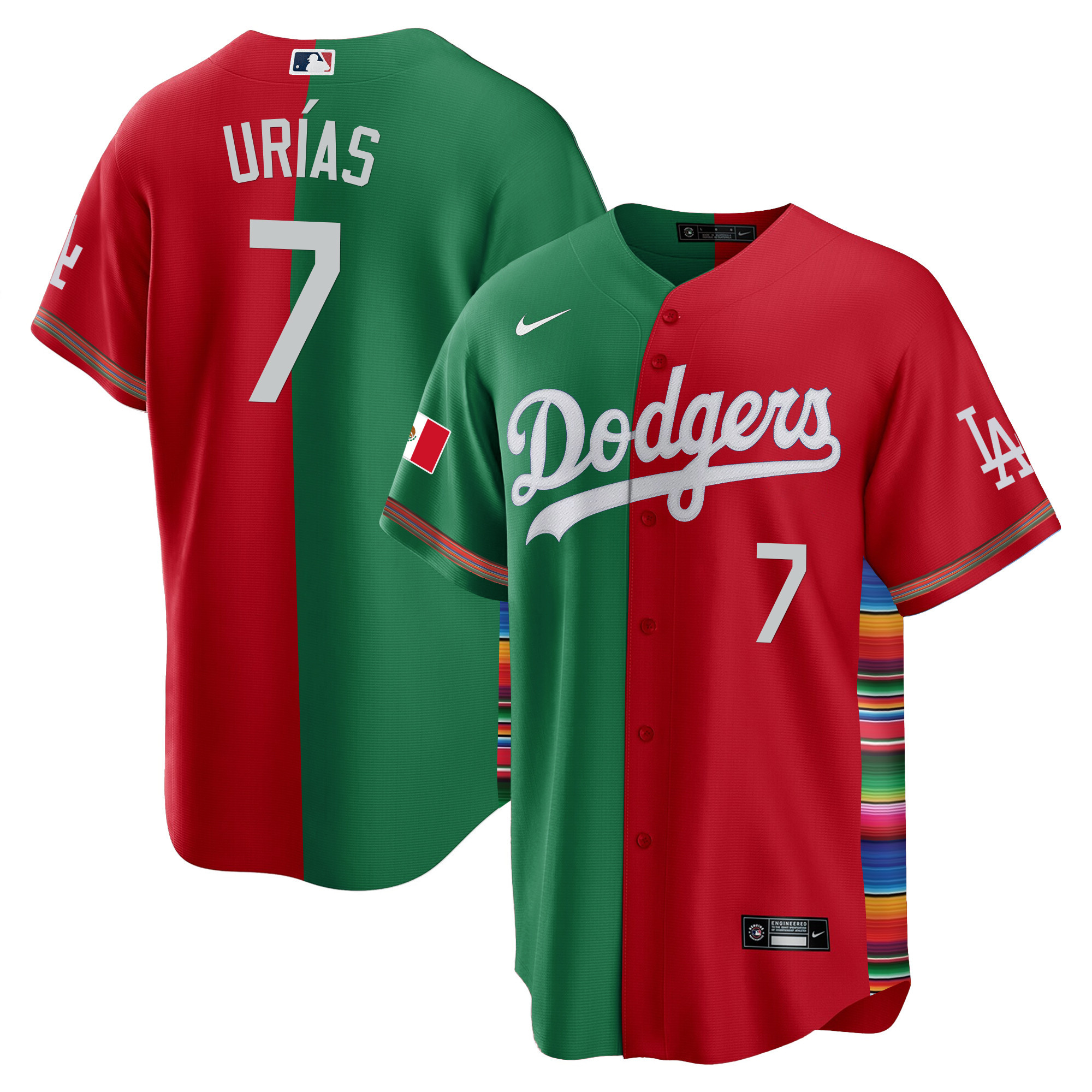 Julio Urías Men's Los Angeles Dodgers Mexico Cool Base Limited V2 Split Jersey - All Stitched