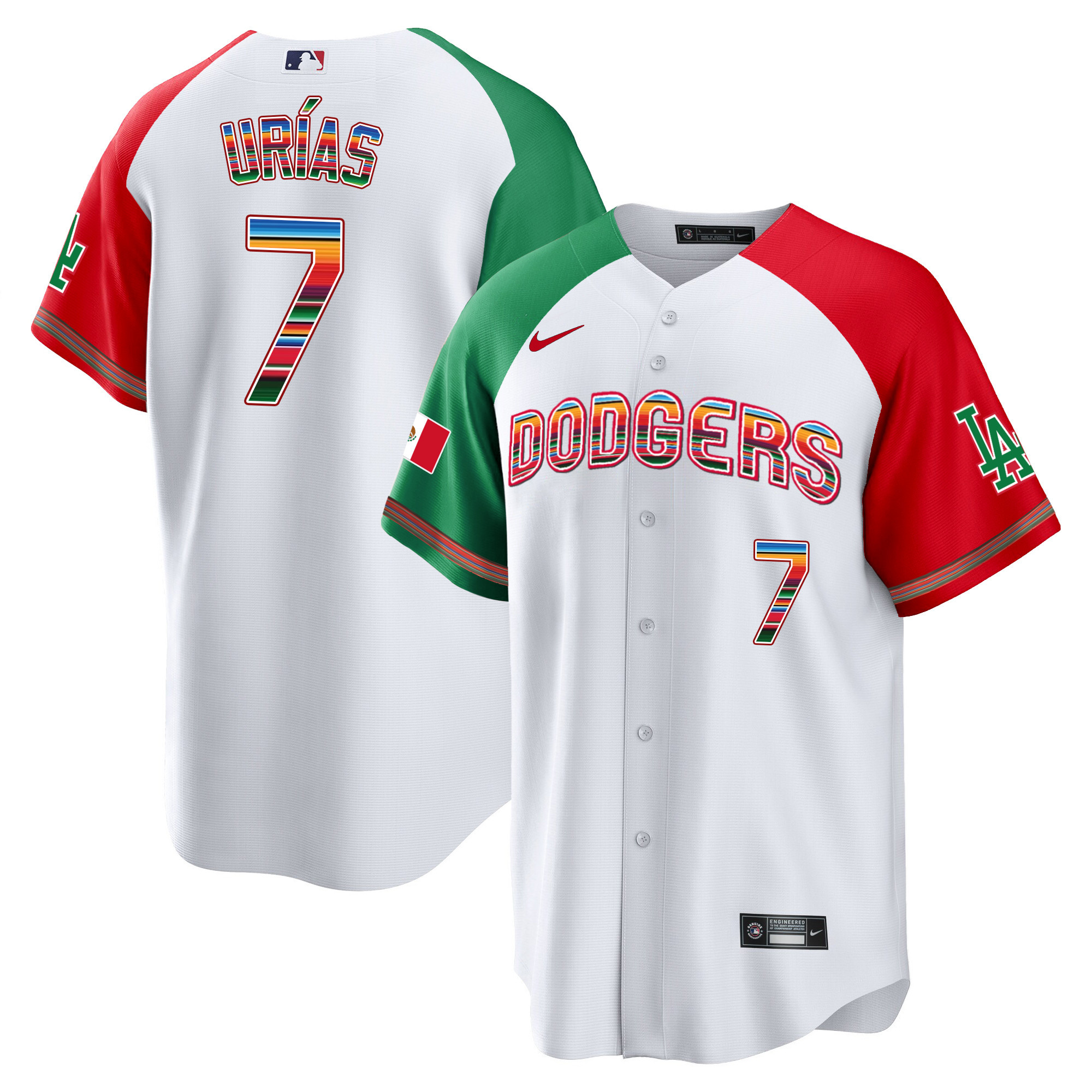Julio Urías Men's Los Angeles Dodgers Mexico Cool Base Limited V3 Alternate Jersey - All Stitched