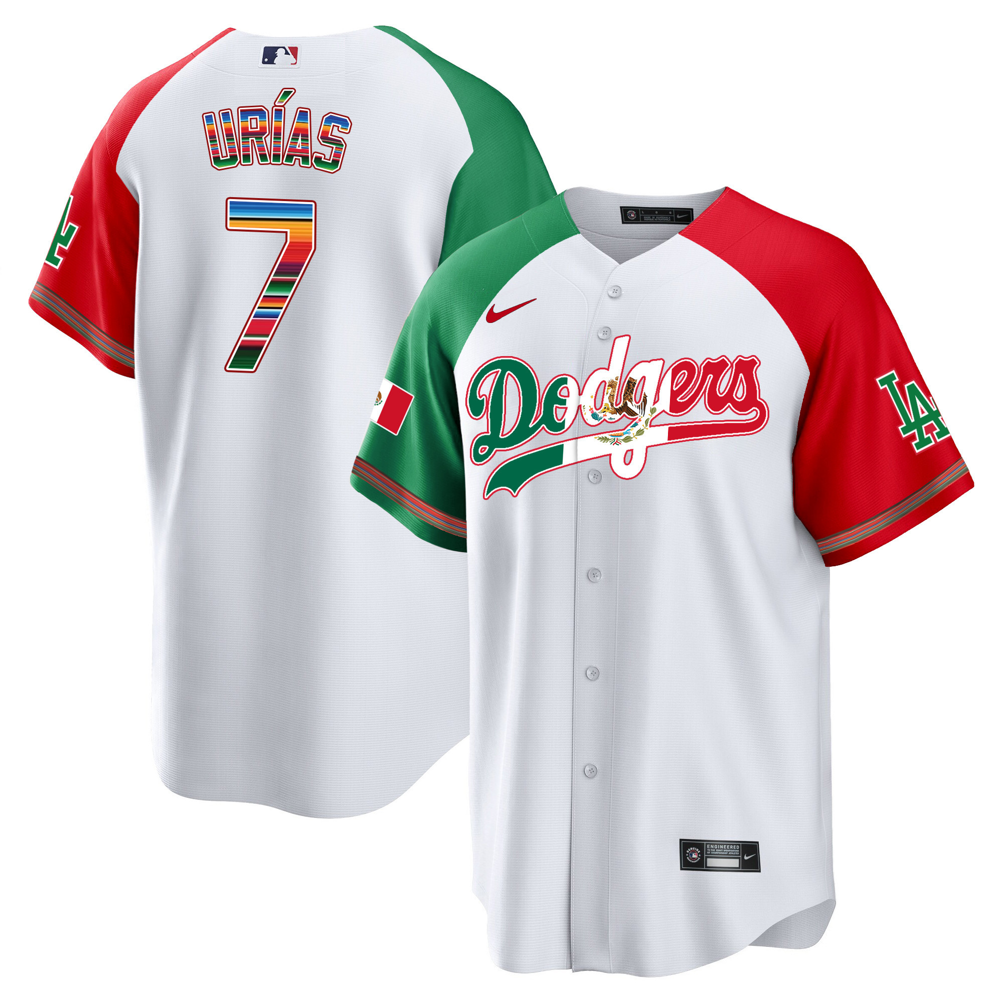 Julio Urías Men's Los Angeles Dodgers Mexico Cool Base Limited V4 Alternate Jersey - All Stitched