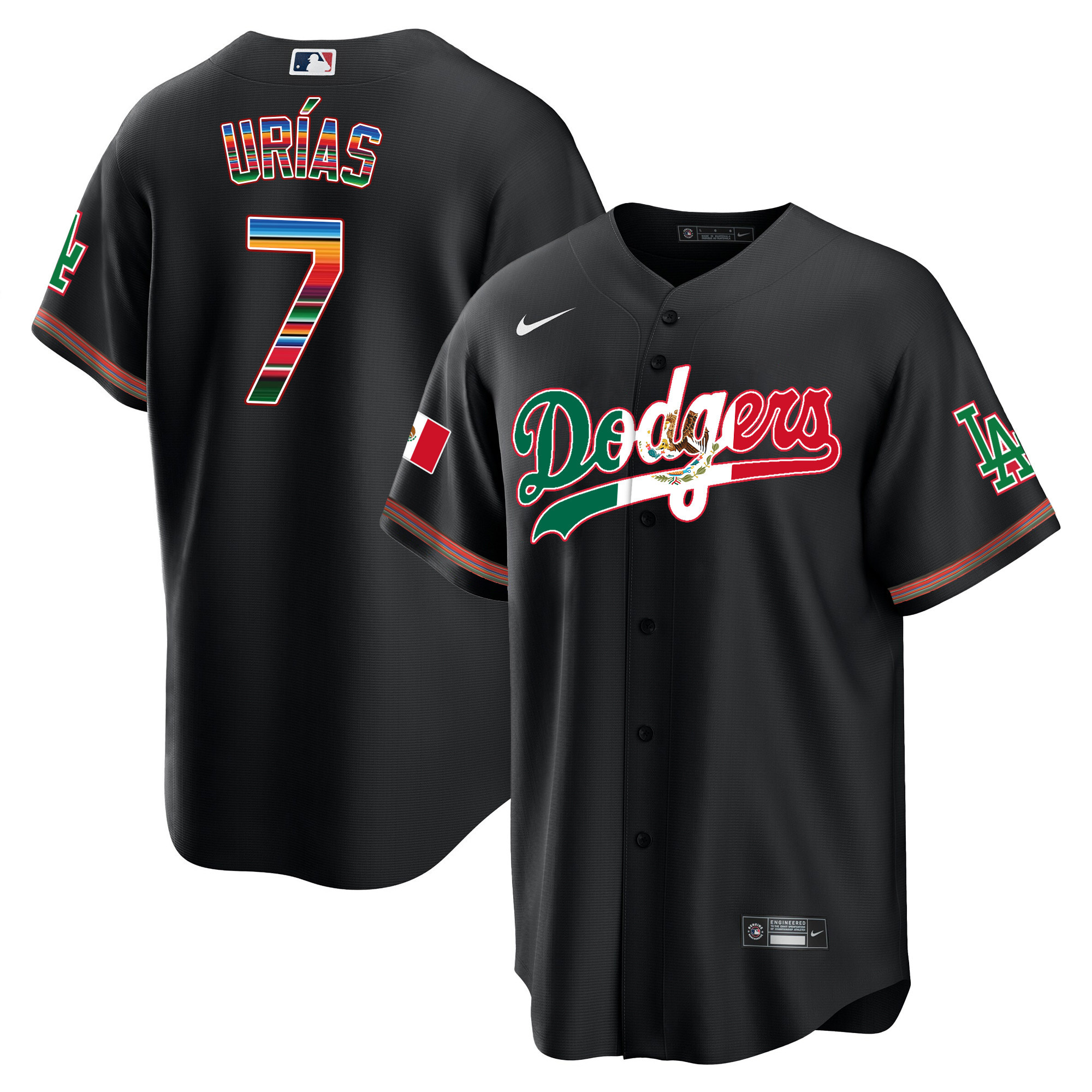 Julio Urías Men's Los Angeles Dodgers Mexico Cool Base Limited V4 Black Jersey - All Stitched
