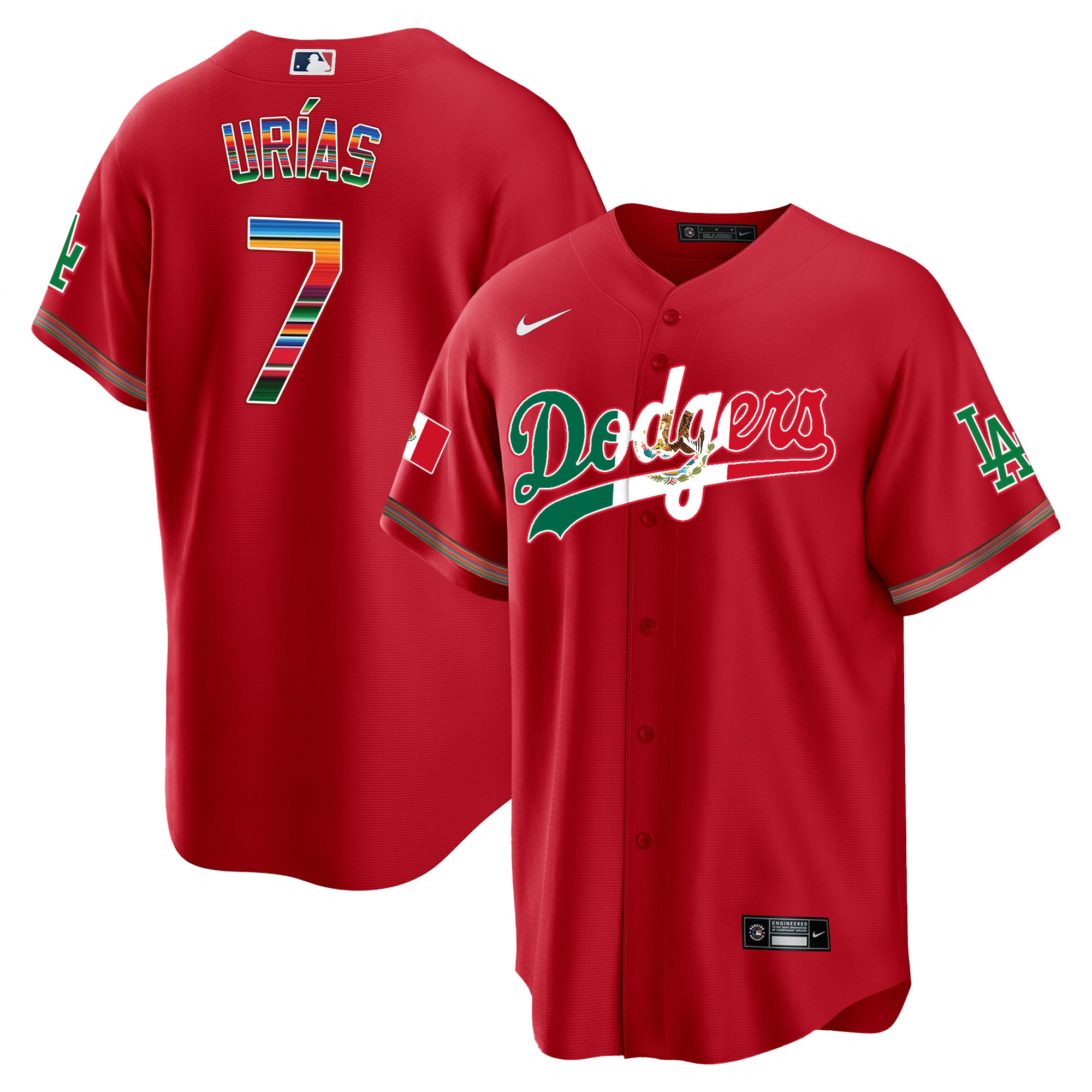 Julio Urías Men's Los Angeles Dodgers Mexico Cool Base Limited V4 Red Jersey - All Stitched