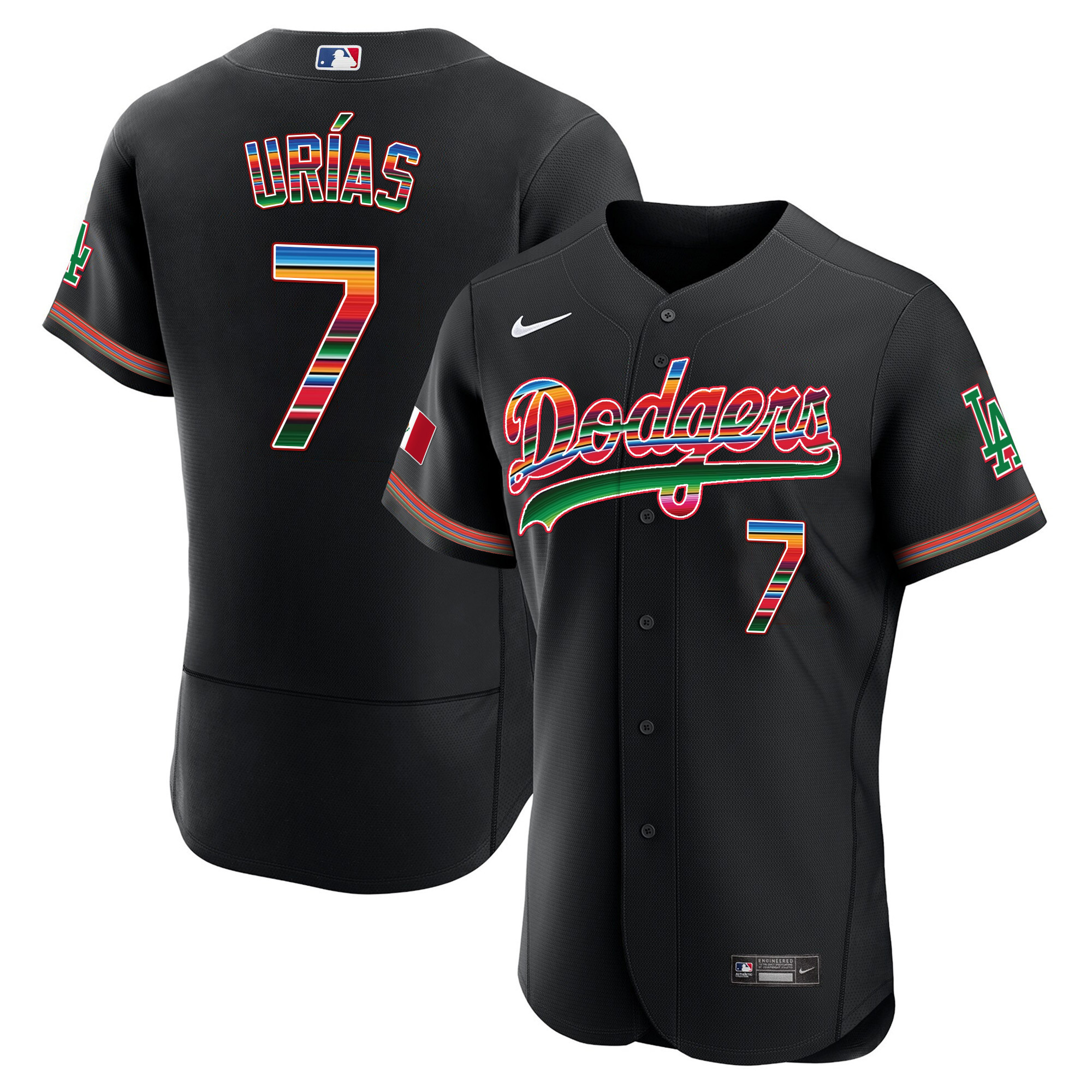 Julio Urías Men's Los Angeles Dodgers Mexico Flex Base Limited Black Jersey - All Stitched