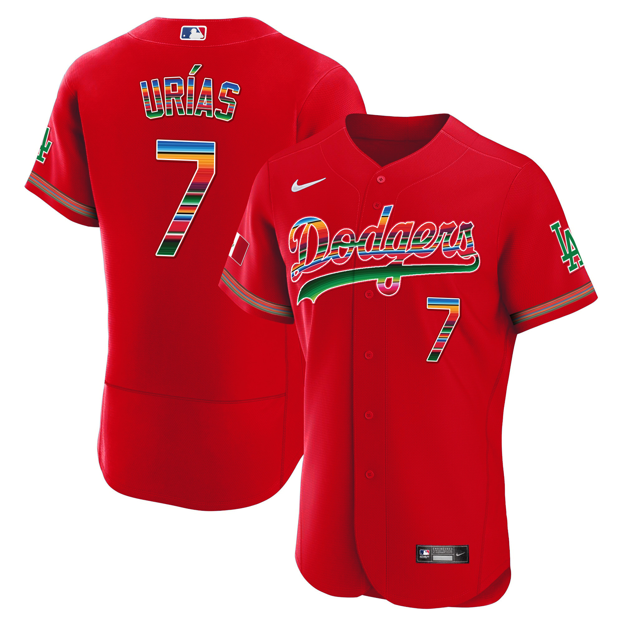 Julio Urías Men's Los Angeles Dodgers Mexico Flex Base Limited Red Jersey - All Stitched