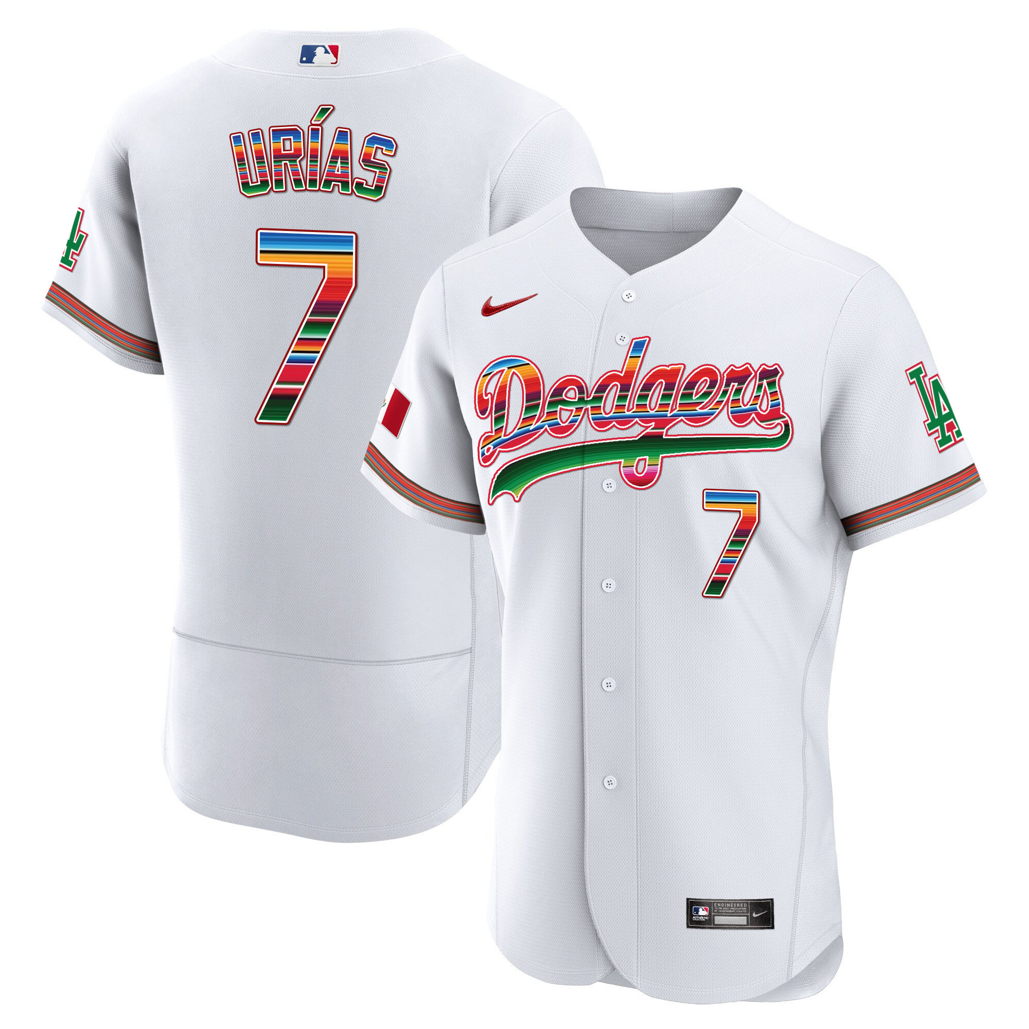 Julio Urías Men's Los Angeles Dodgers Mexico Flex Base Limited White Jersey - All Stitched