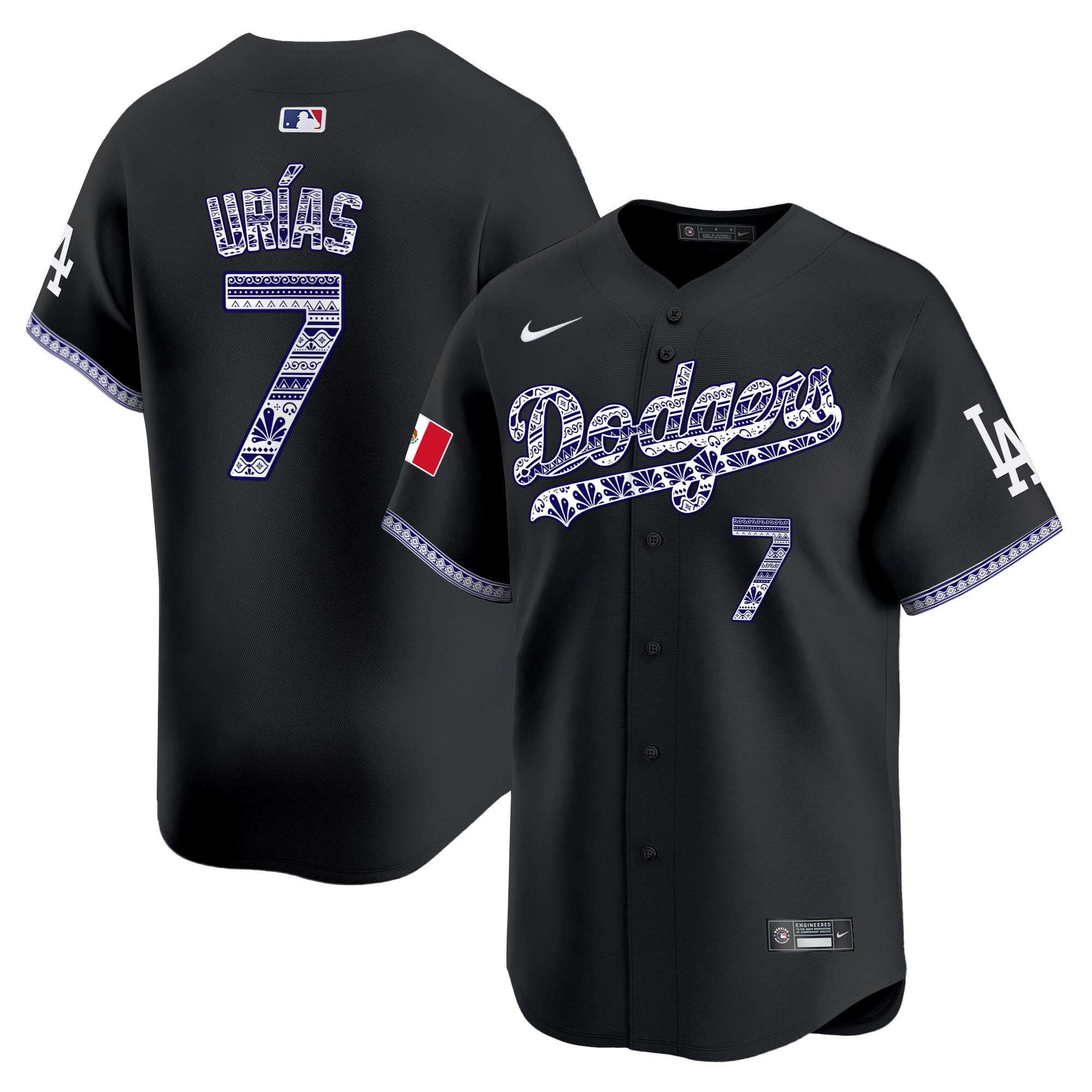 Julio Urías Men's Los Angeles Dodgers Mexico Vapor Premier Limited V3 Black Jersey - All Stitched