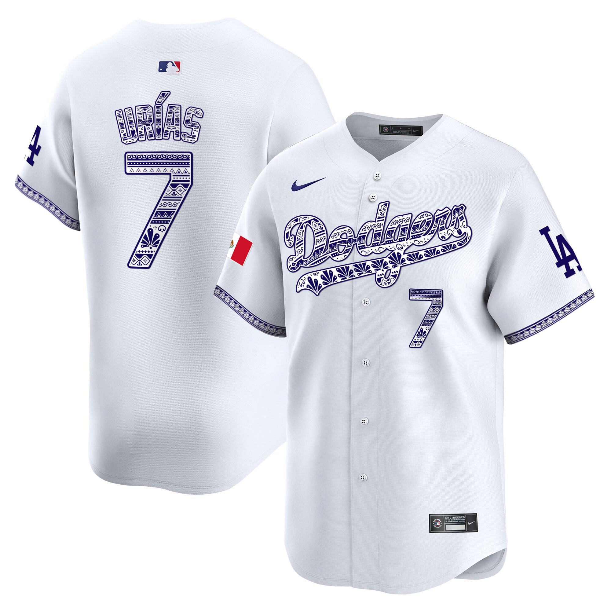 Julio Urías Men's Los Angeles Dodgers Mexico Vapor Premier Limited V3 White Jersey - All Stitched