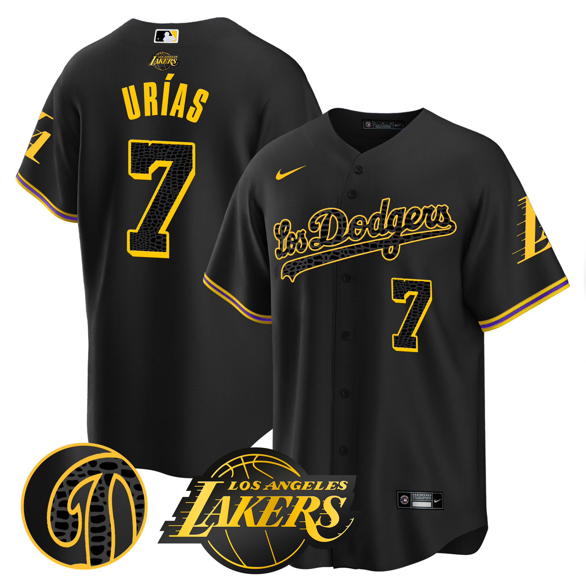 Julio Urías Men's Los Los Angeles Dodgers Cool Base Mamba Black Jersey - All Stitched