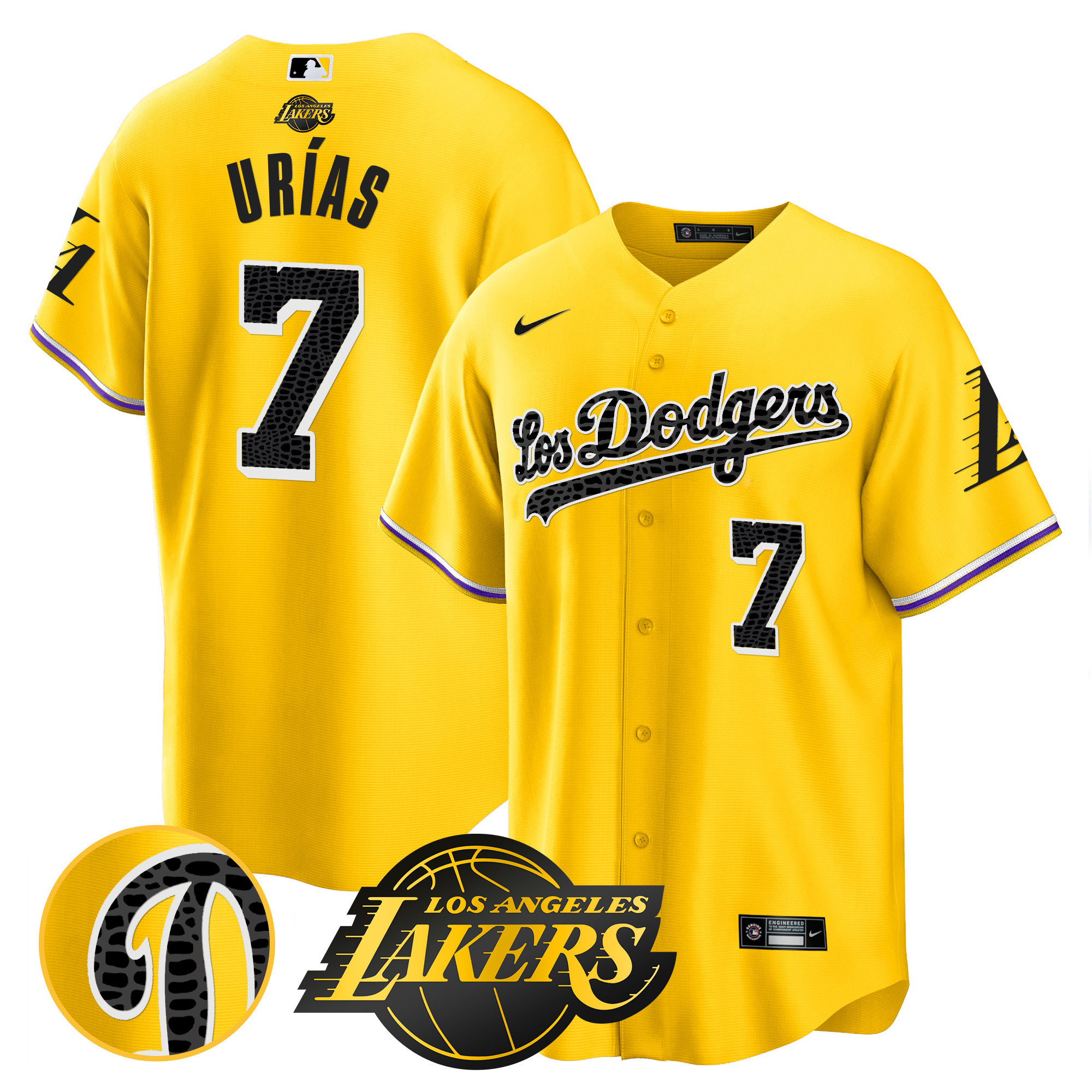 Julio Urías Men's Los Los Angeles Dodgers Cool Base Mamba Gold Jersey - All Stitched