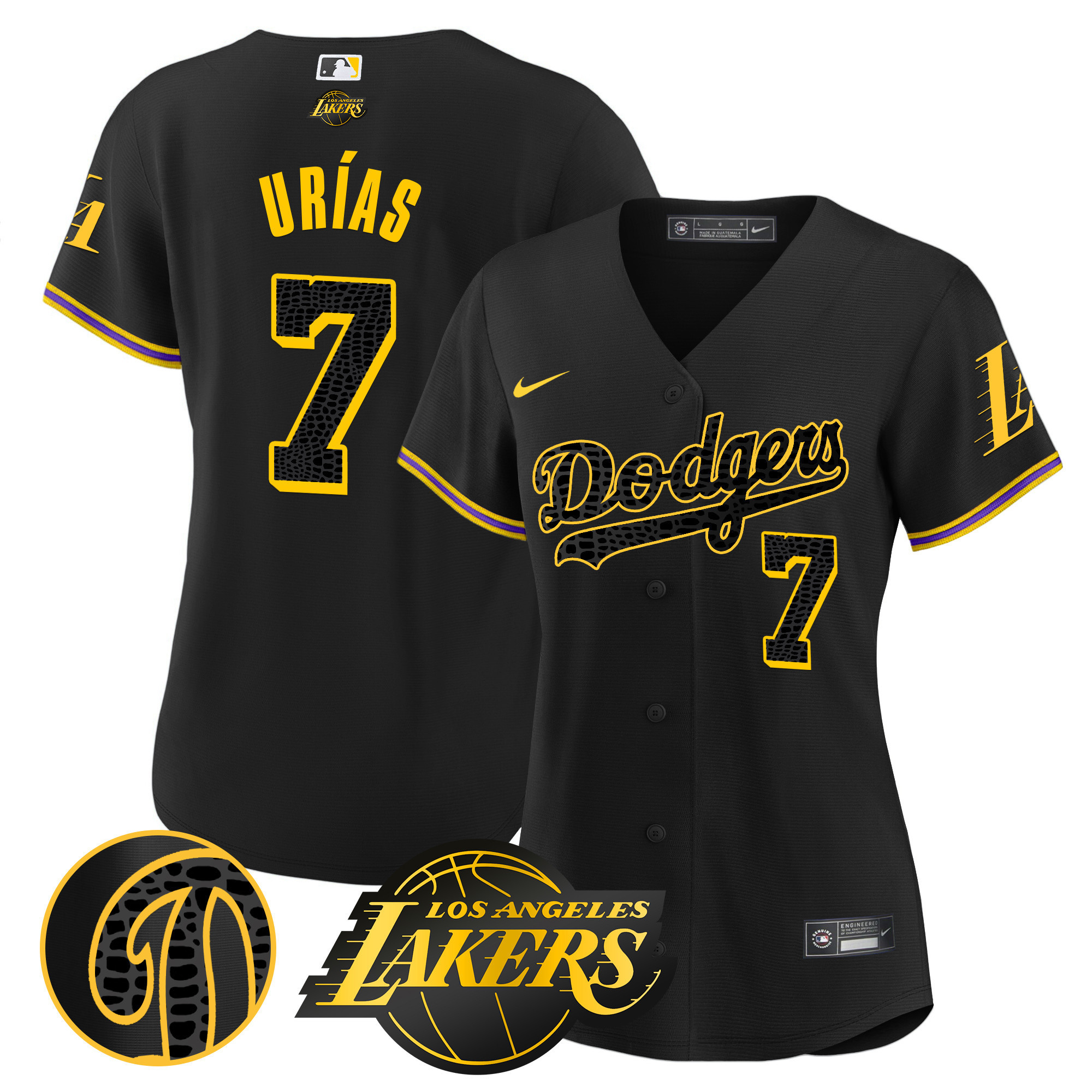 Julio Urías Women's Los Angeles Dodgers Cool Base Mamba Black Jersey - All Stitched