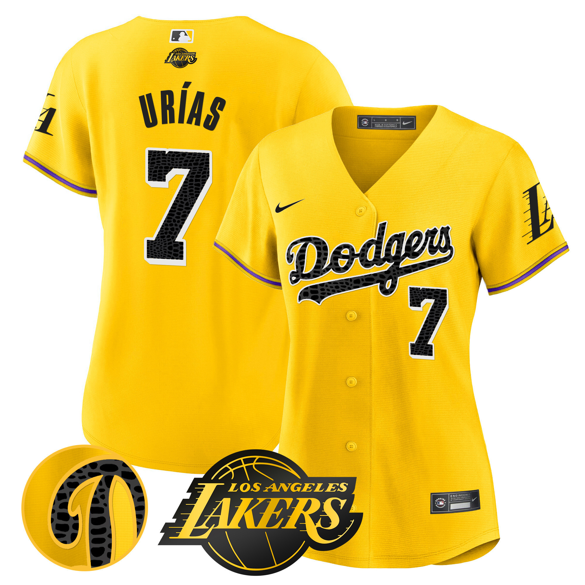 Julio Urías Women's Los Angeles Dodgers Cool Base Mamba Gold Jersey - All Stitched