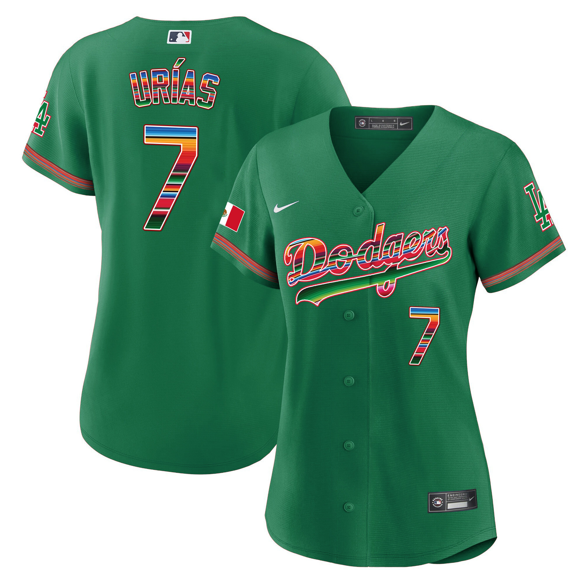 Julio Urías Women's Los Angeles Dodgers Mexico Baseball Limited Green Jersey - All Stitched
