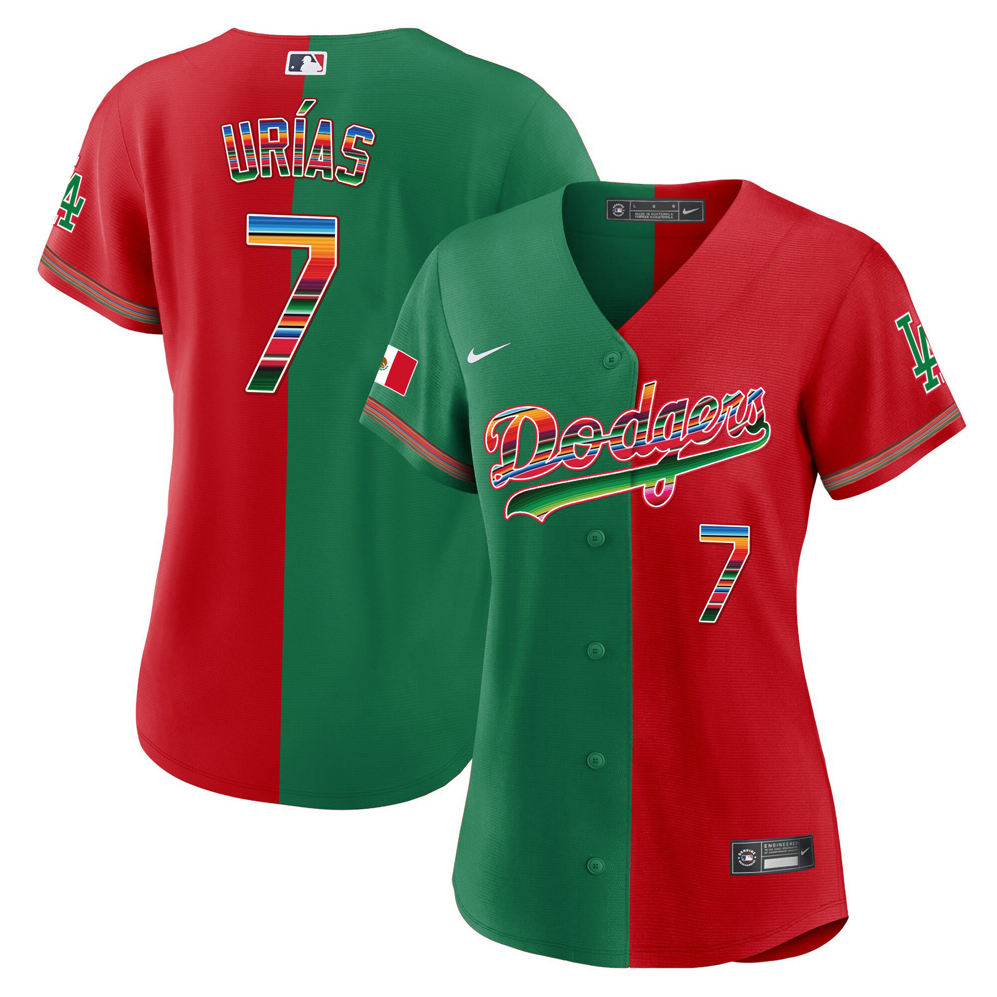 Julio Urías Women's Los Angeles Dodgers Mexico Baseball Limited Split Jersey - All Stitched