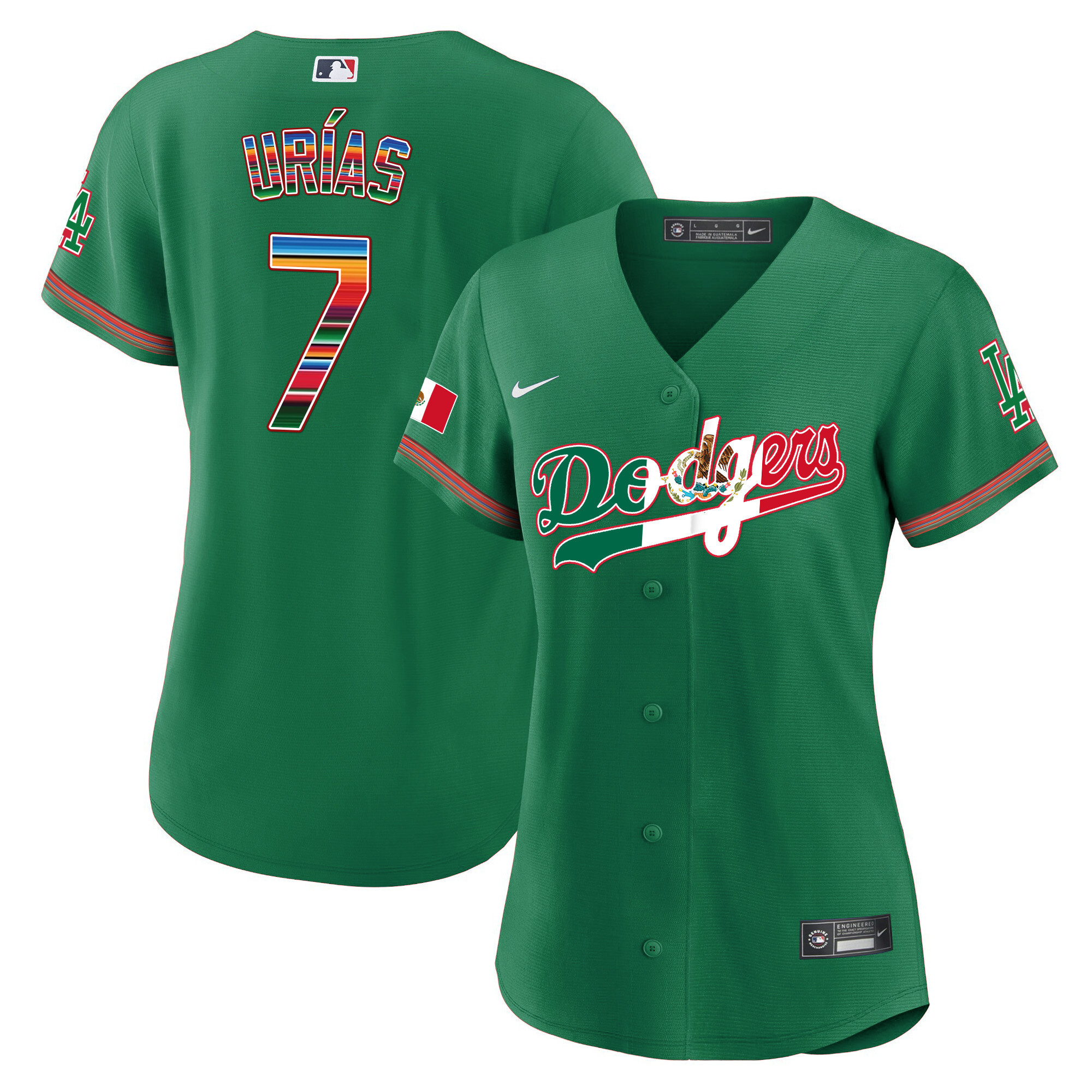 Julio Urías Women's Los Angeles Dodgers Mexico Baseball Limited V4 Green Jersey - All Stitched