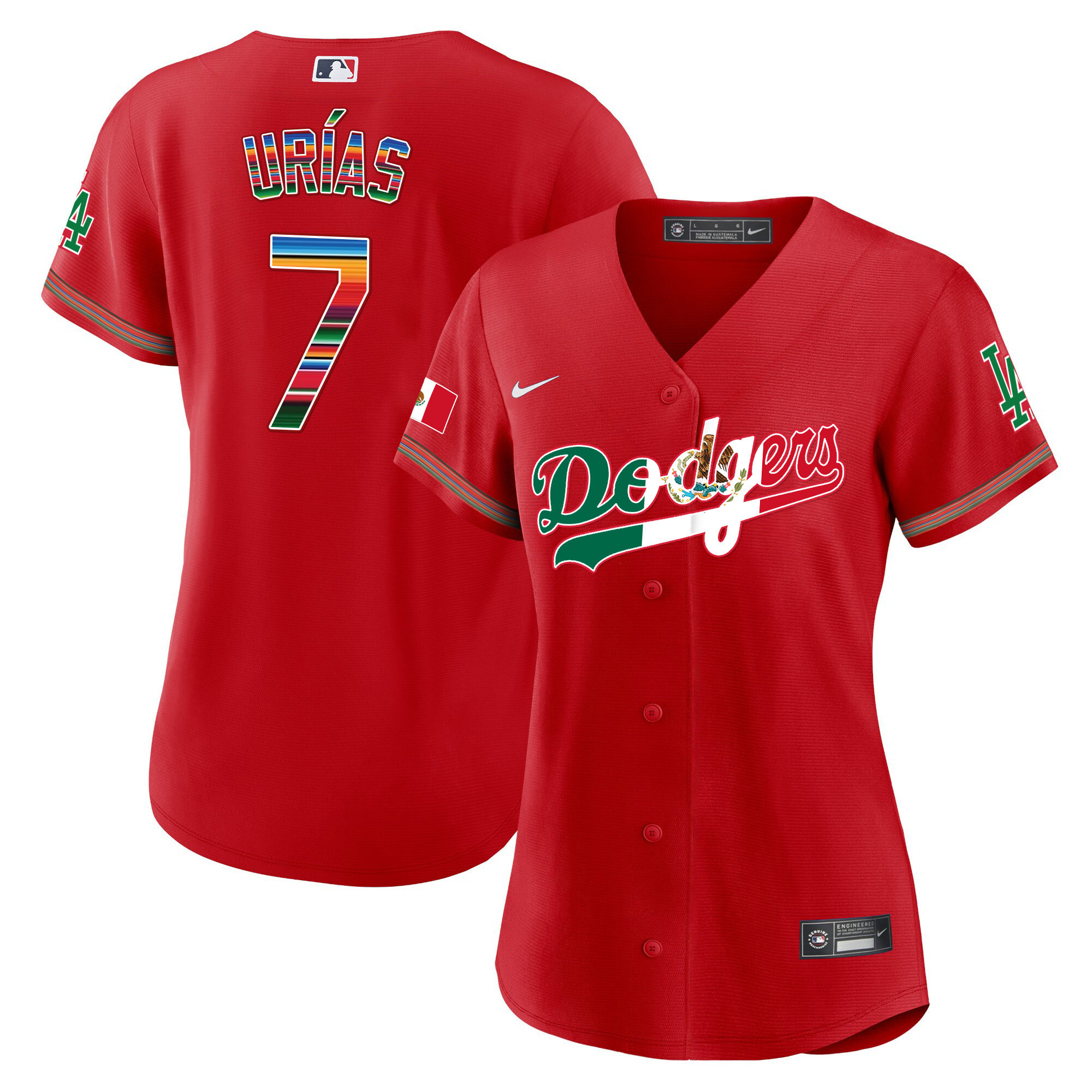 Julio Urías Women's Los Angeles Dodgers Mexico Baseball Limited V4 Red Jersey - All Stitched