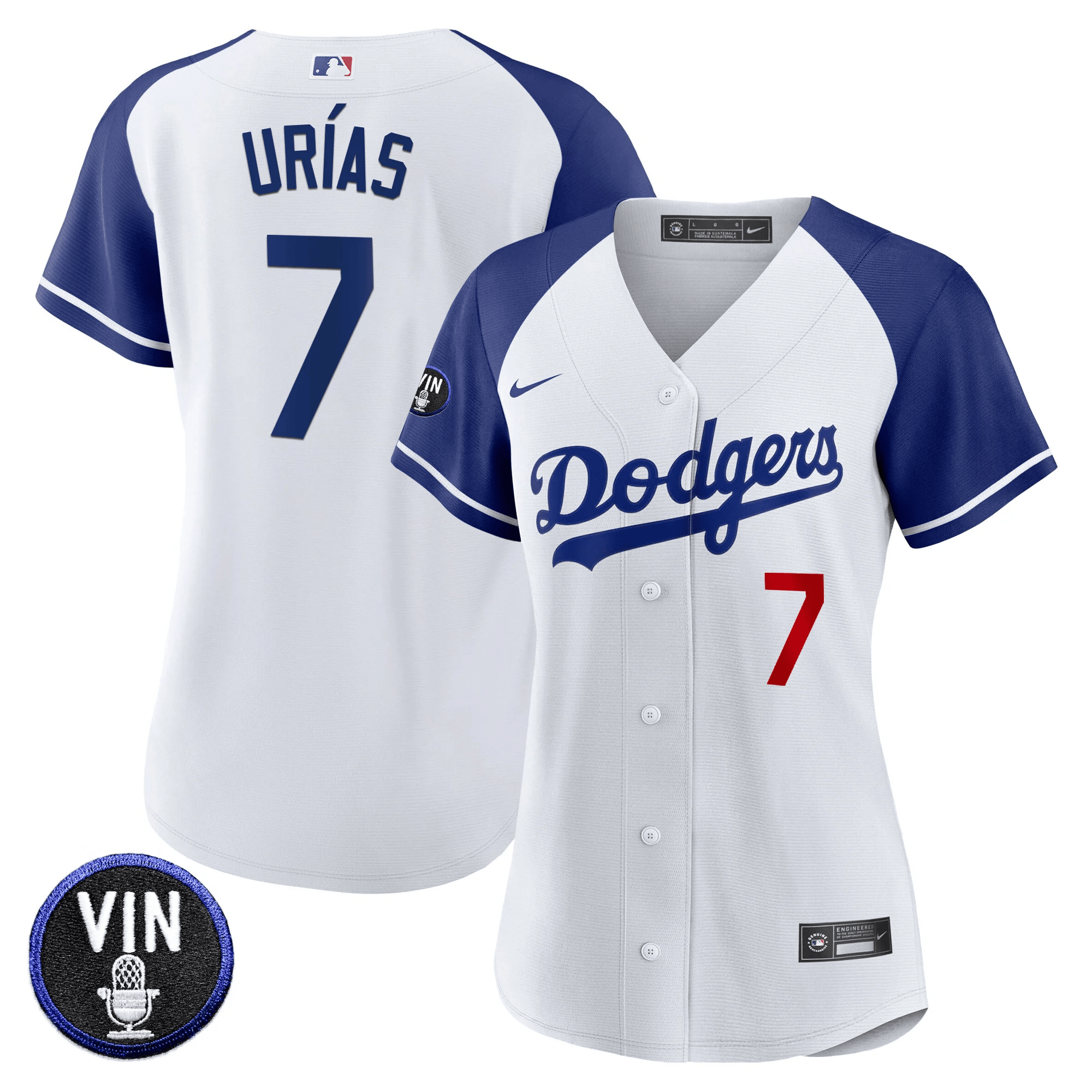 Julio Urías Women's Los Angeles Dodgers Vin Scully Patch Alternate White Jersey - All Stitched