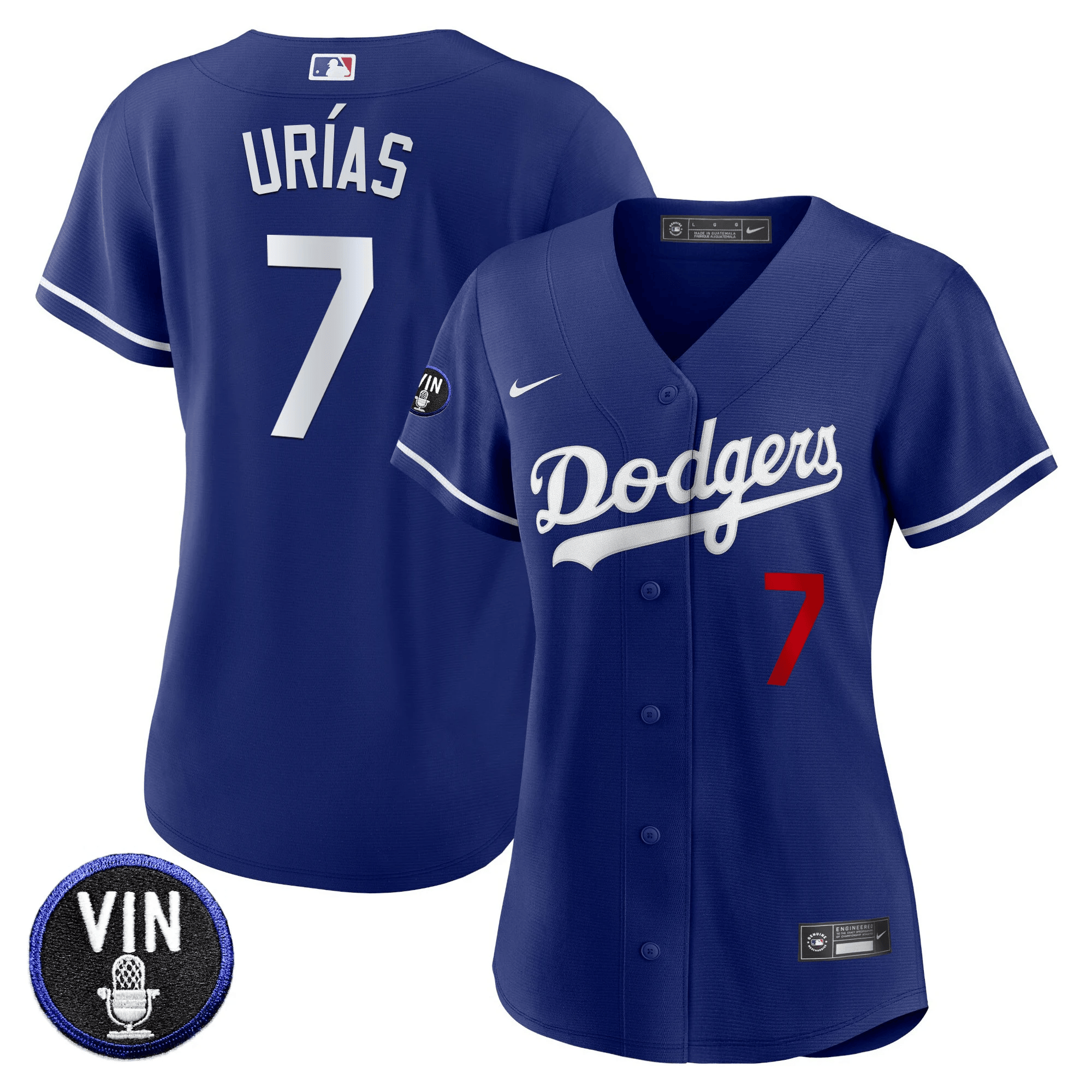 Julio Urías Women's Los Angeles Dodgers Vin Scully Patch Royal Jersey - All Stitched