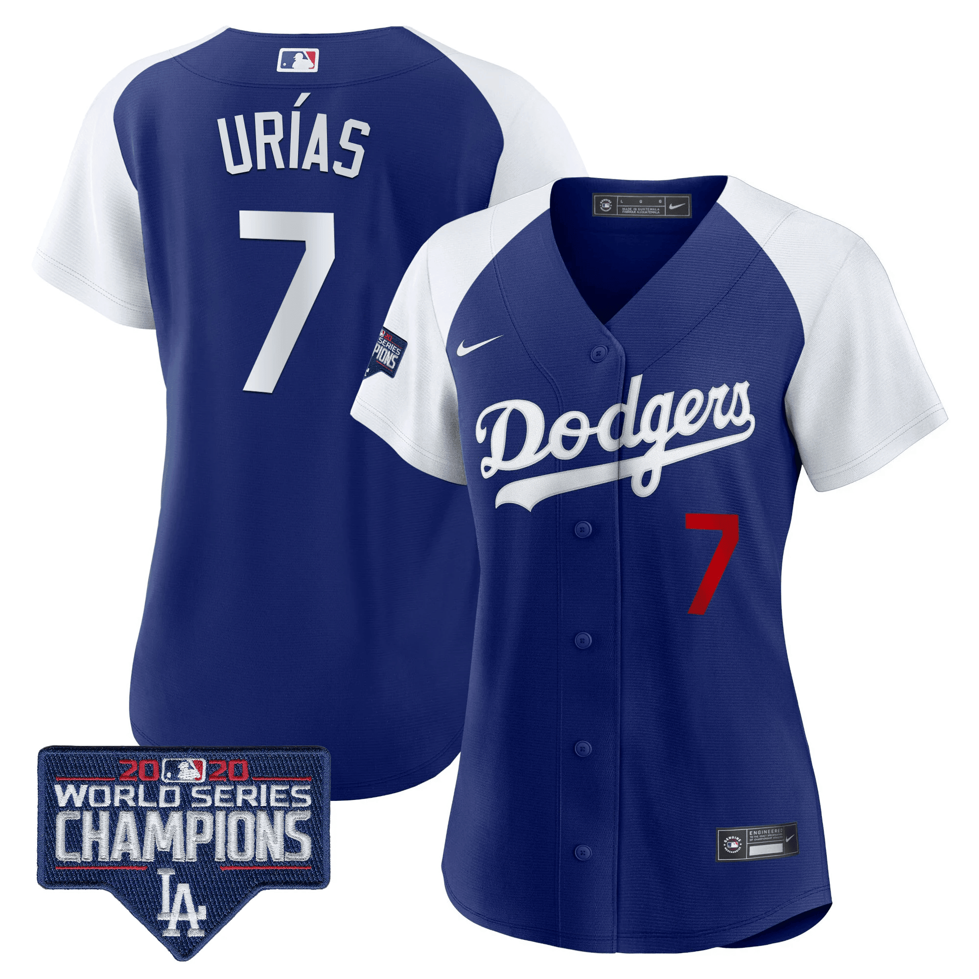 Julio Urías Women's Los Angeles Dodgers World Series Champions Patch Alternate Royal Jersey - All Stitched