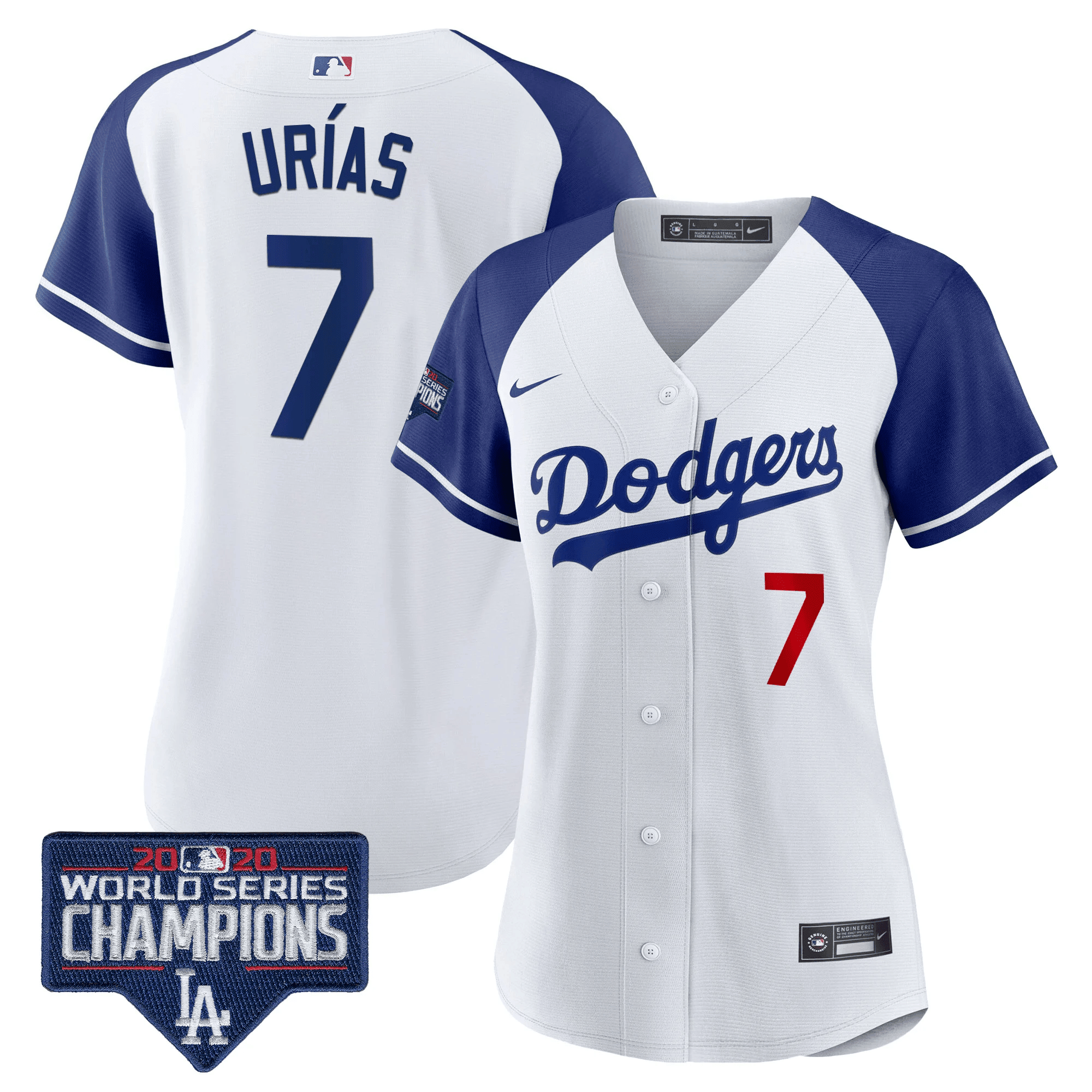 Julio Urías Women's Los Angeles Dodgers World Series Champions Patch Alternate White Jersey - All Stitched