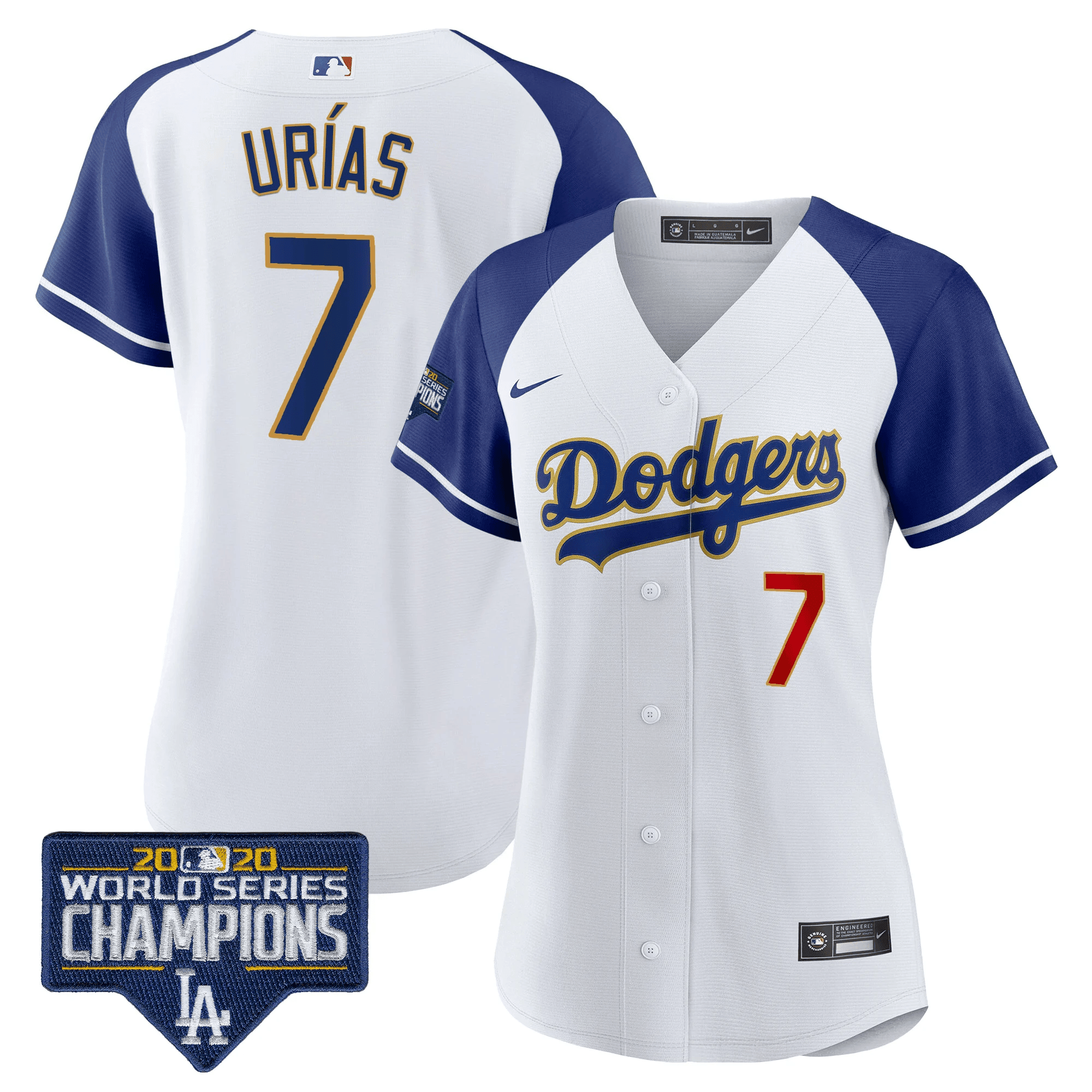 Julio Urías Women's Los Angeles Dodgers World Series Champions Patch Gold Trim Alternate White Jersey - All Stitched